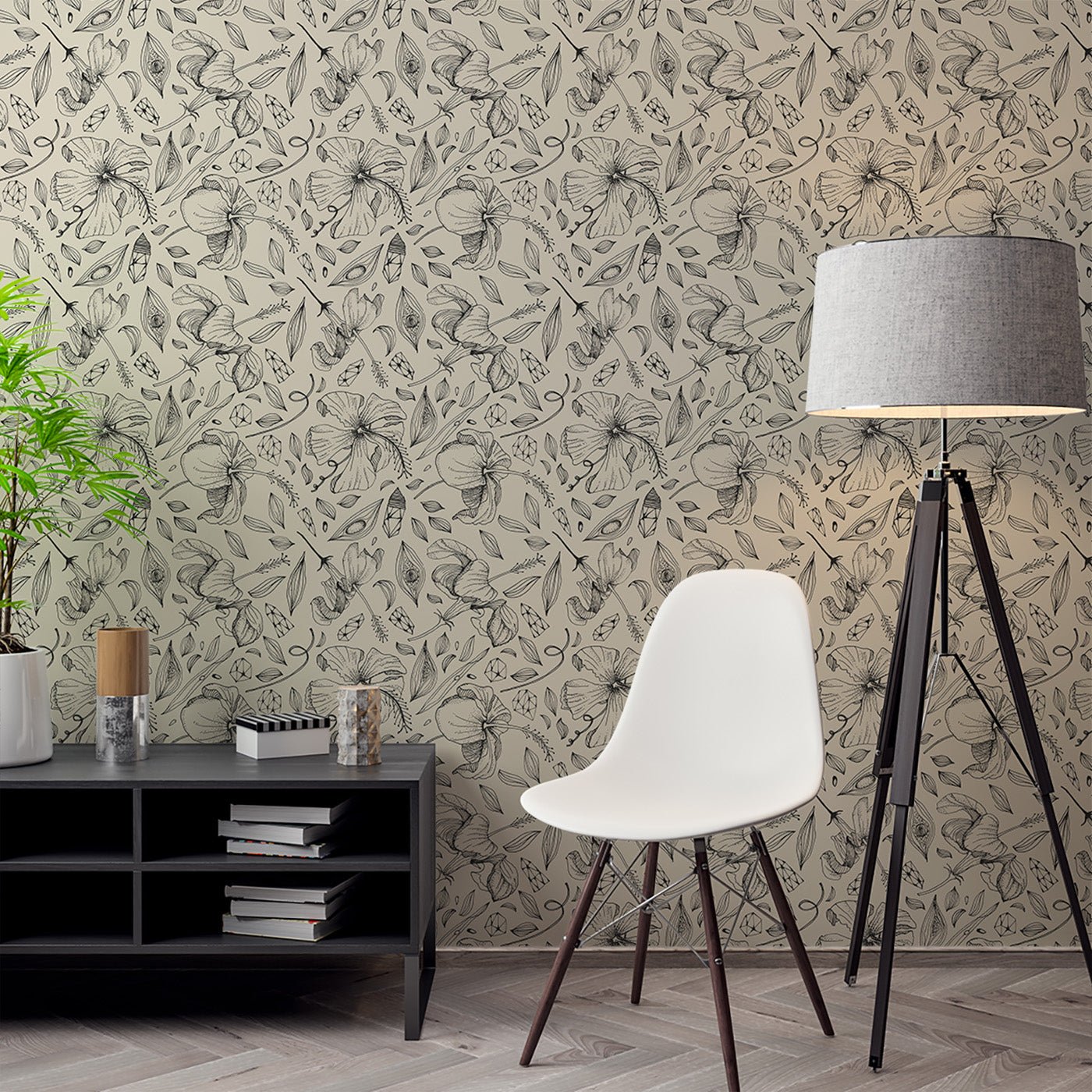 Floral & Leaves Wallpaper WAL1797-F