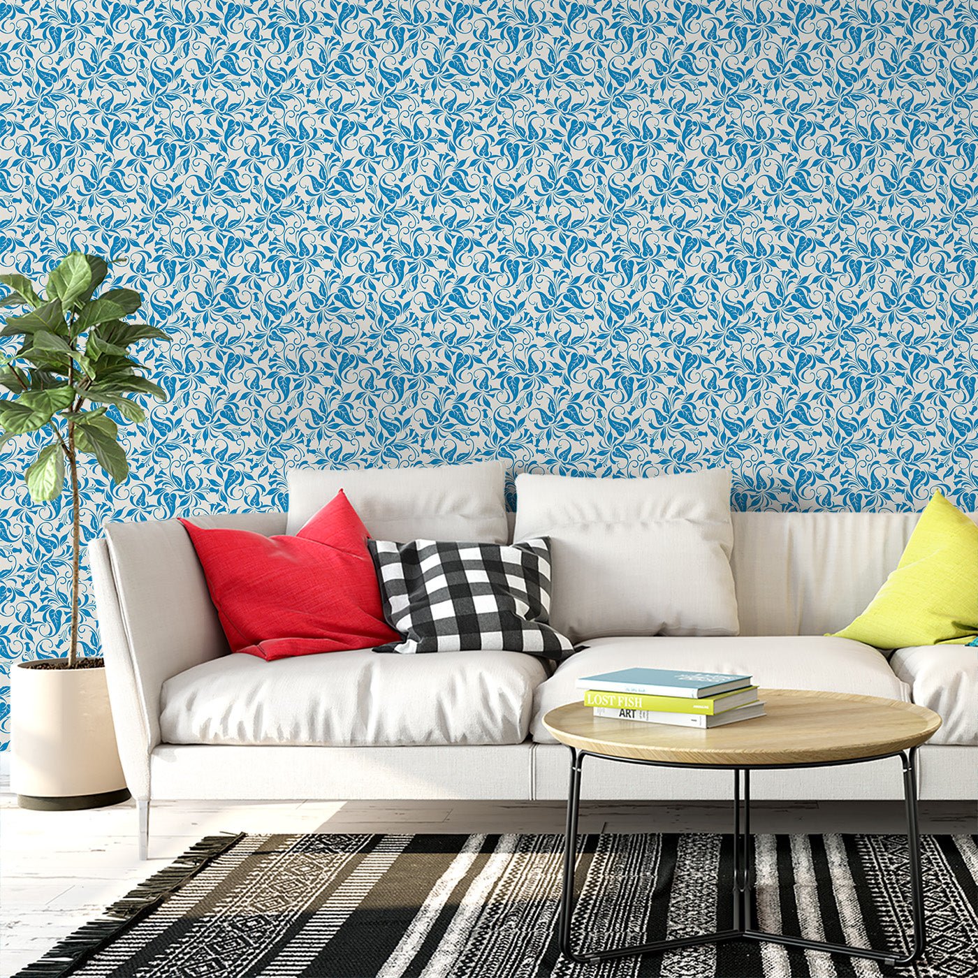 Floral & Leaves Wallpaper WAL1800-F