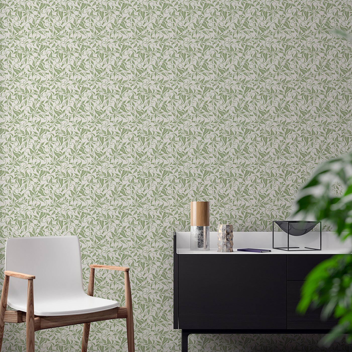 Floral & Leaves Wallpaper WAL1801-F