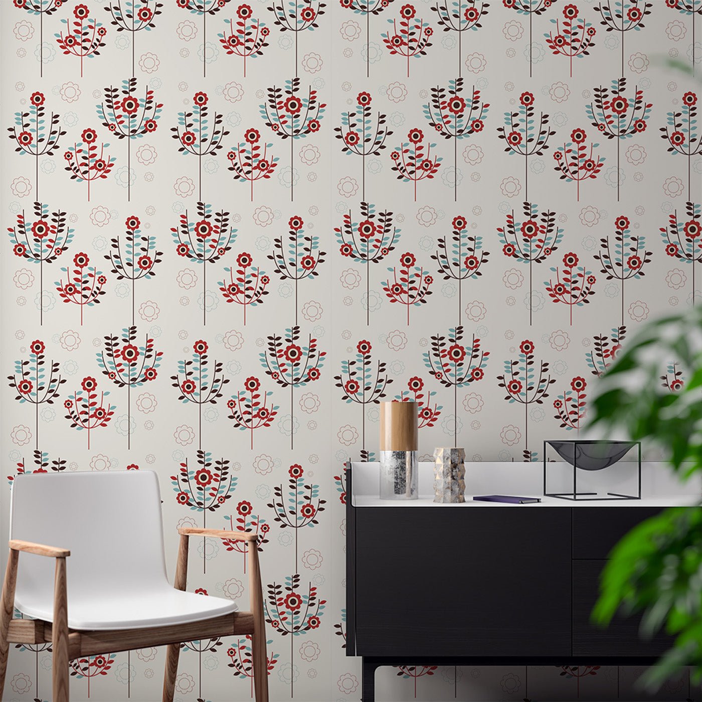 Floral & Leaves Wallpaper WAL1802-F