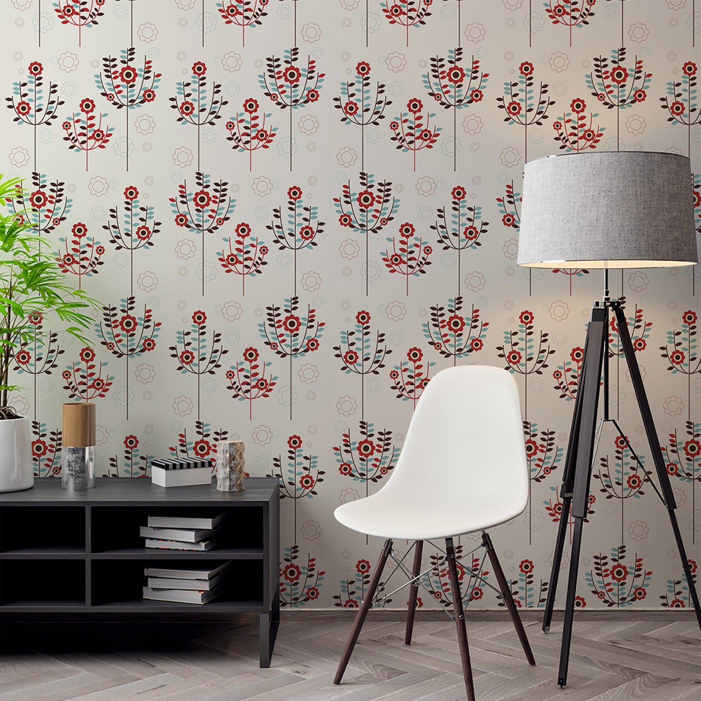 Floral & Leaves Wallpaper WAL1802-F