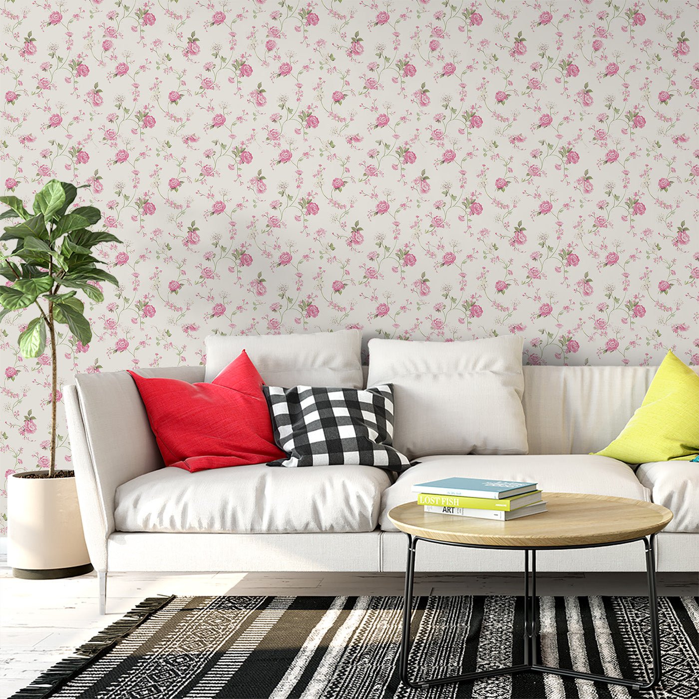 Floral & Leaves Wallpaper WAL1803-F