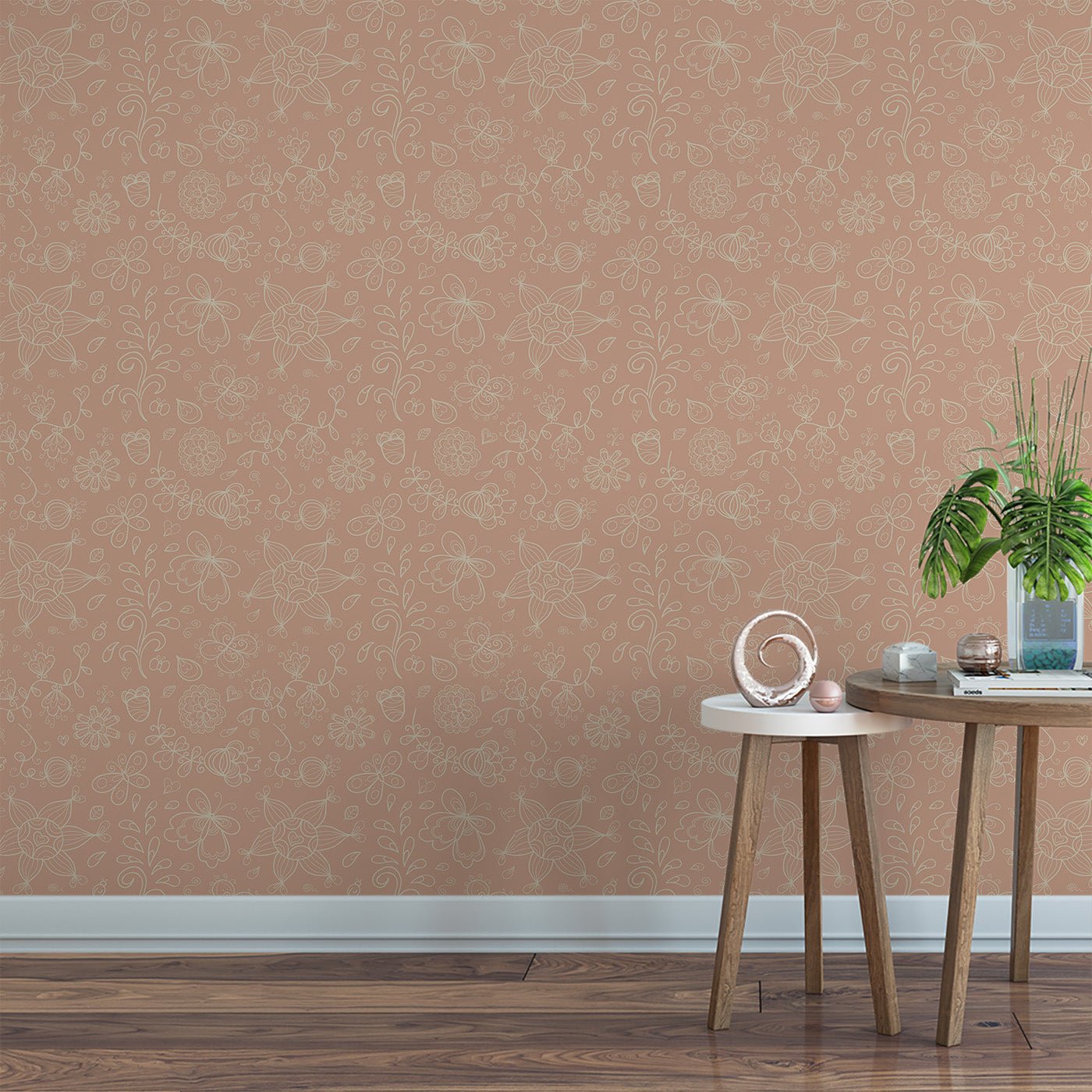 Floral & Leaves Wallpaper WAL1804-F