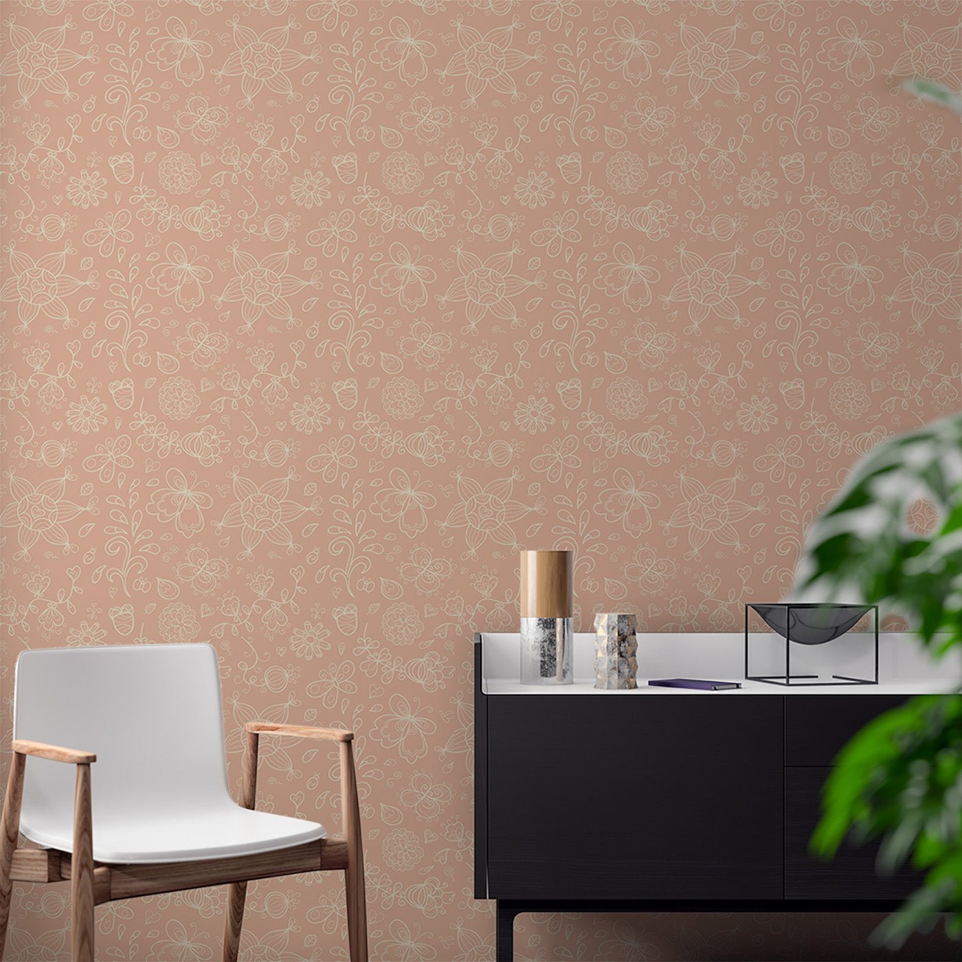 Floral & Leaves Wallpaper WAL1804-F