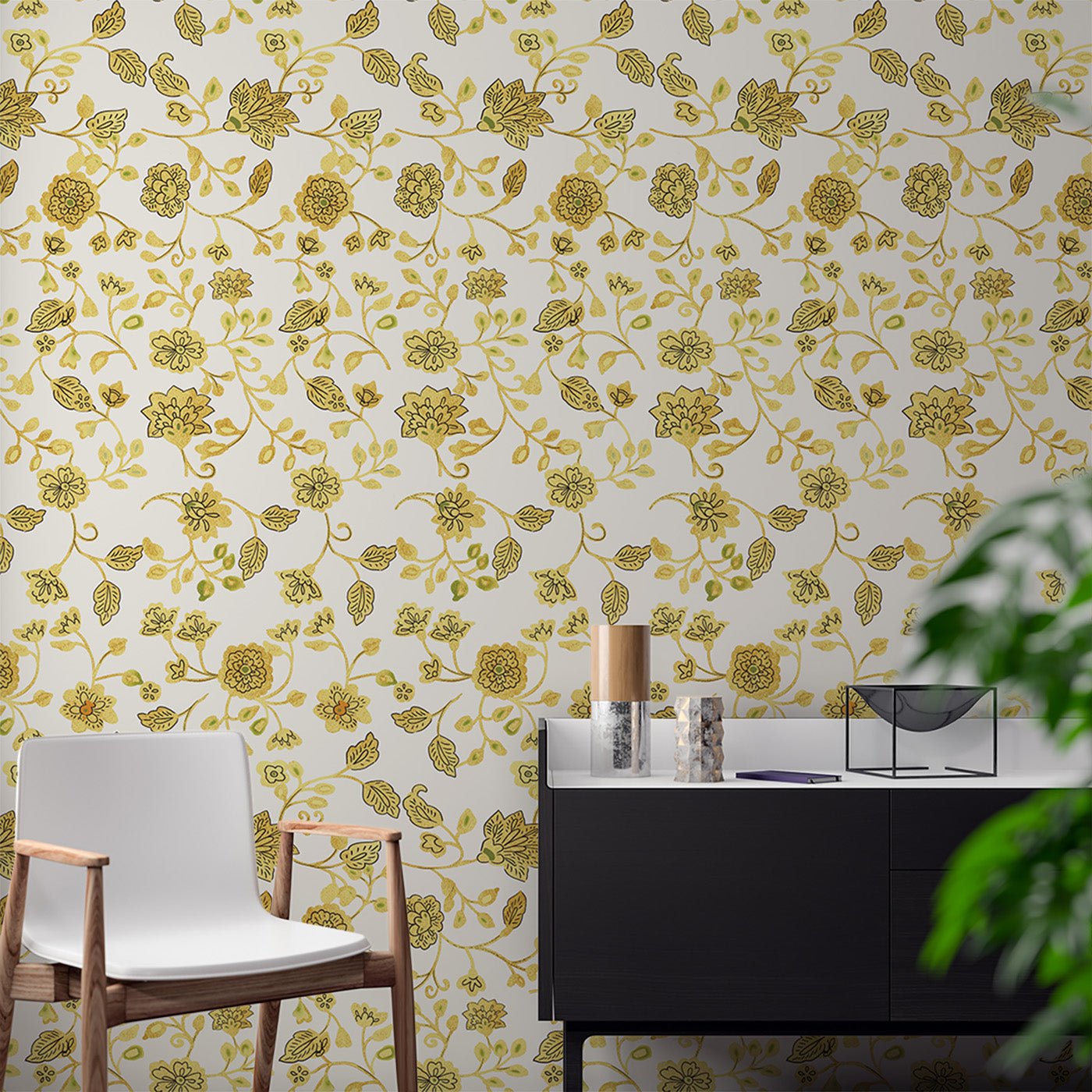 Floral & Leaves Wallpaper WAL1807-F