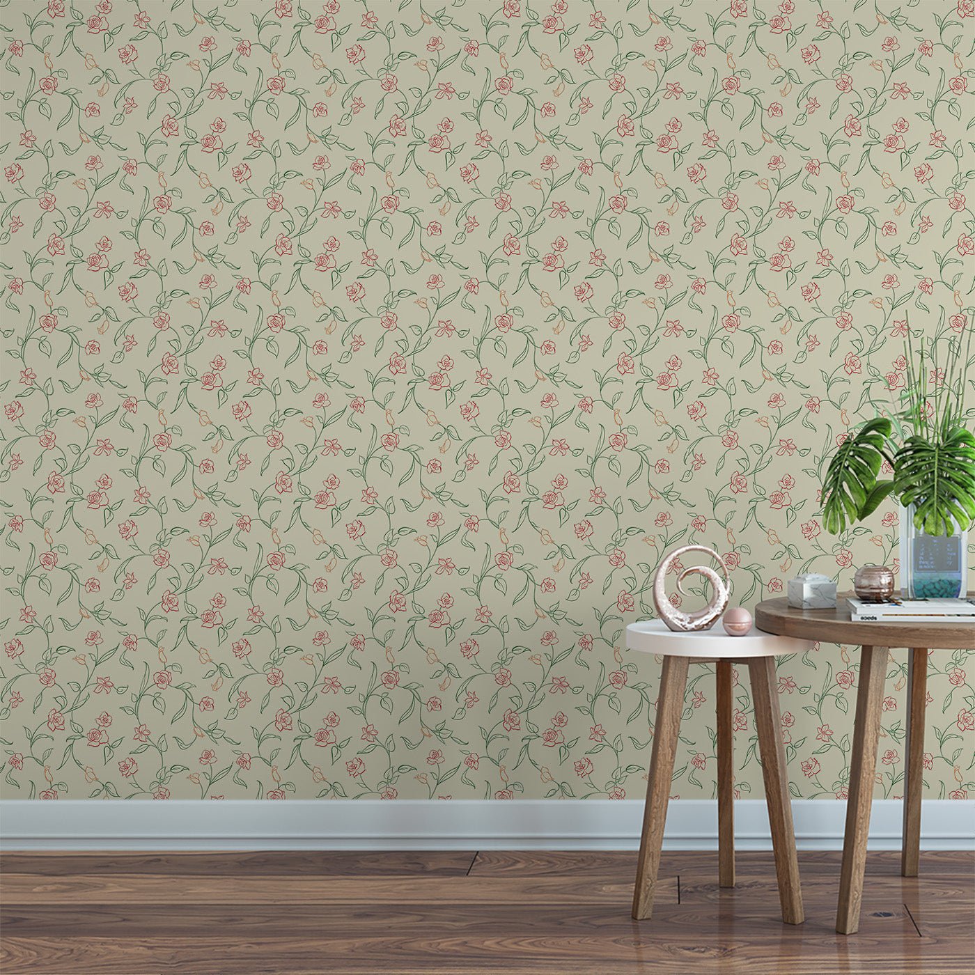 Floral & Leaves Wallpaper WAL1813-F