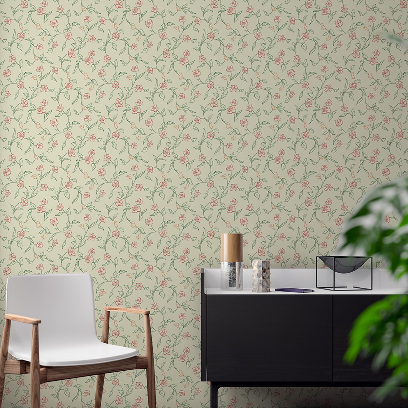 Floral & Leaves Wallpaper WAL1813-F