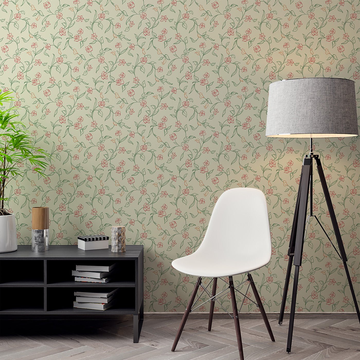 Floral & Leaves Wallpaper WAL1813-F