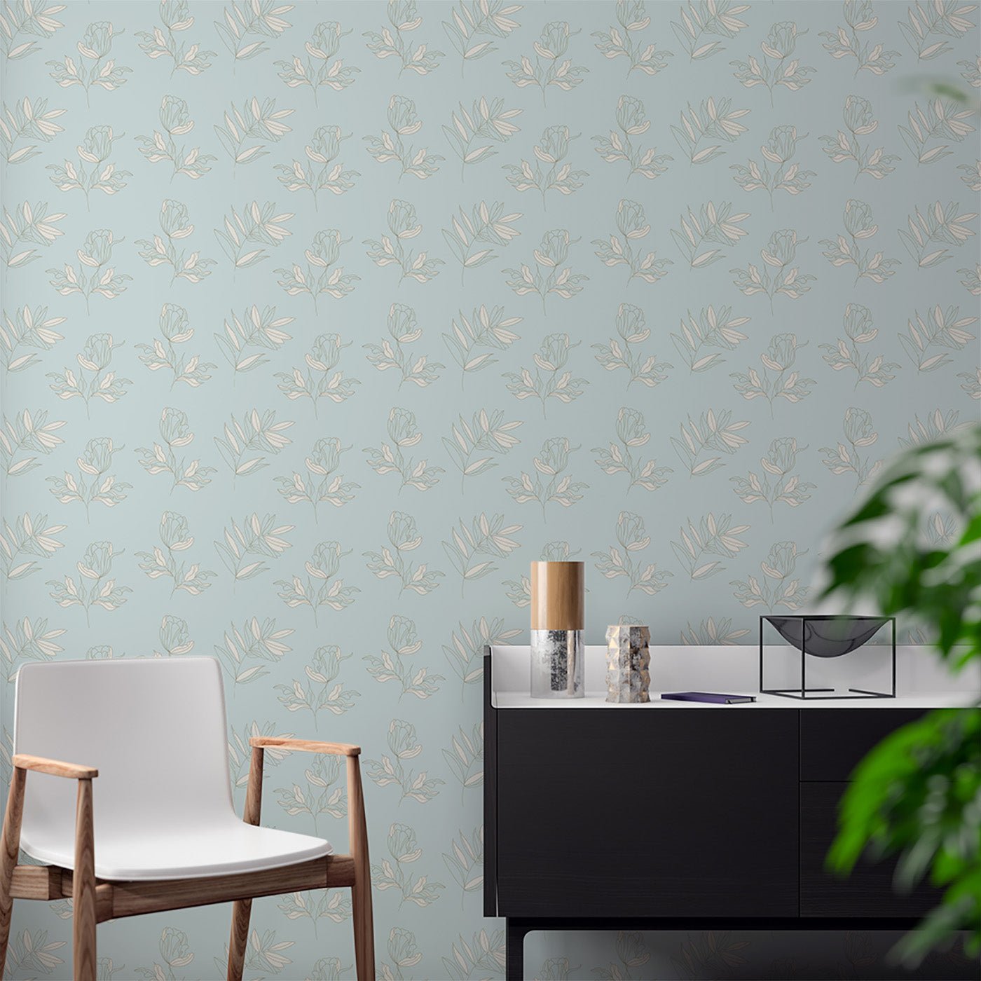 Floral & Leaves Wallpaper WAL1816-F