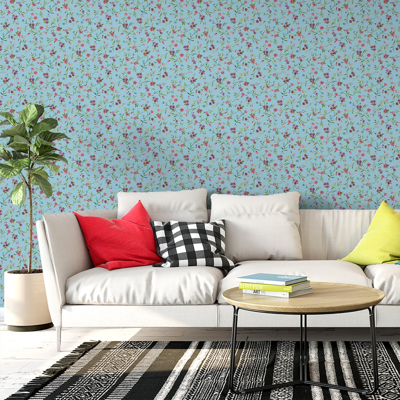 Floral & Leaves Wallpaper WAL1817-F