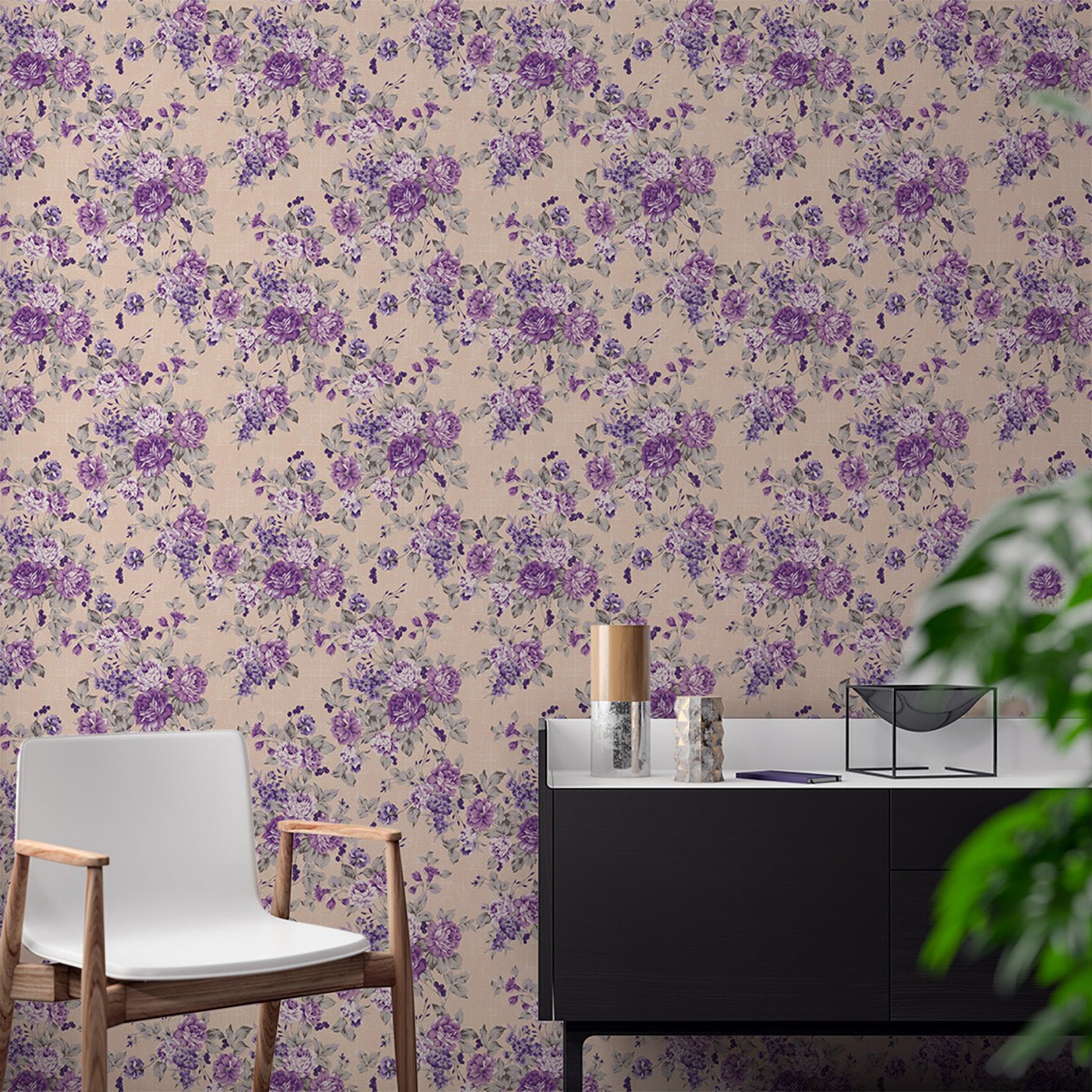 Floral & Leaves Wallpaper WAL1826-F