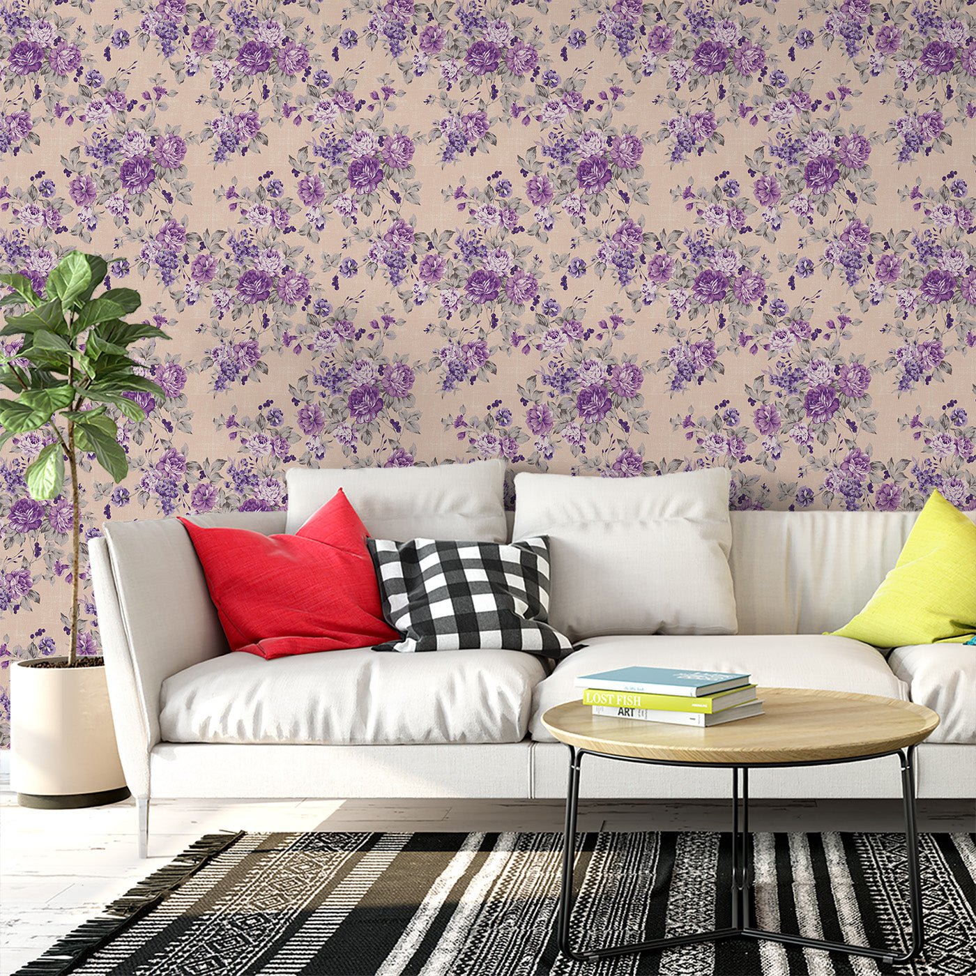 Floral & Leaves Wallpaper WAL1826-F