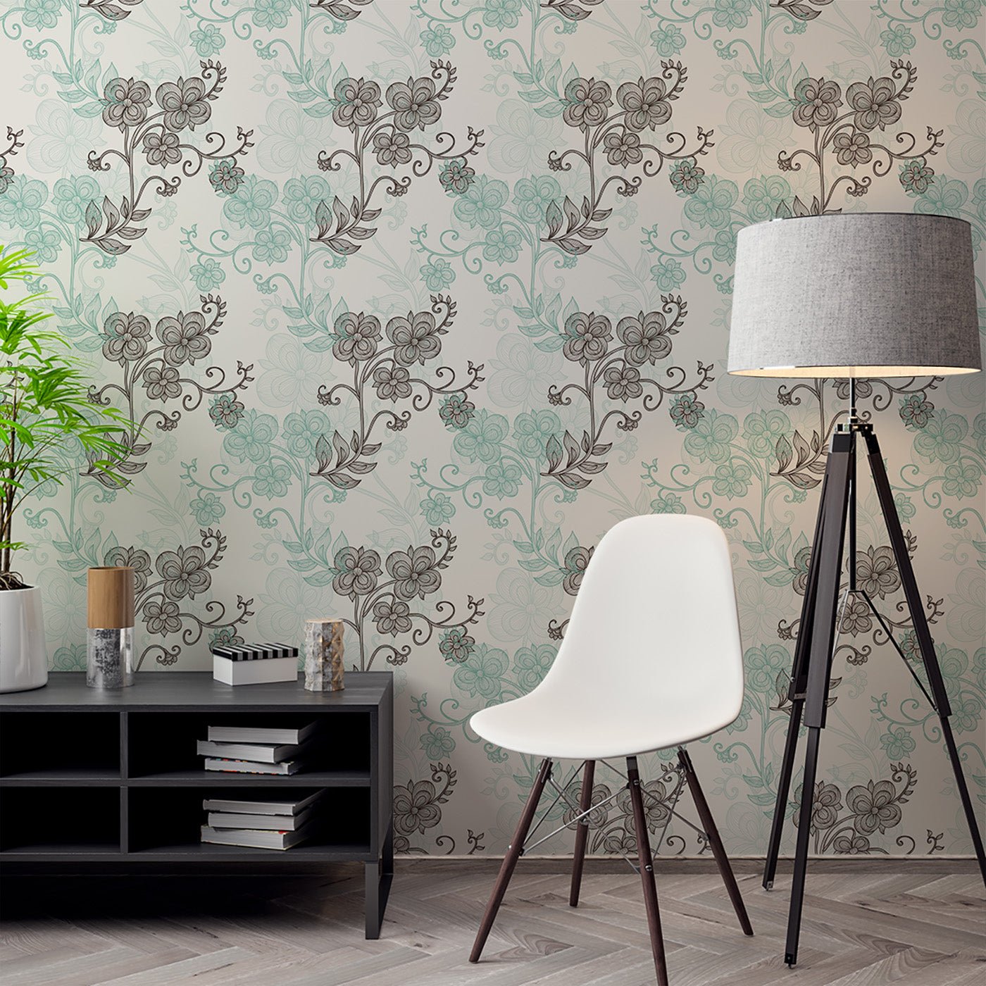 Floral & Leaves Wallpaper WAL1828-F