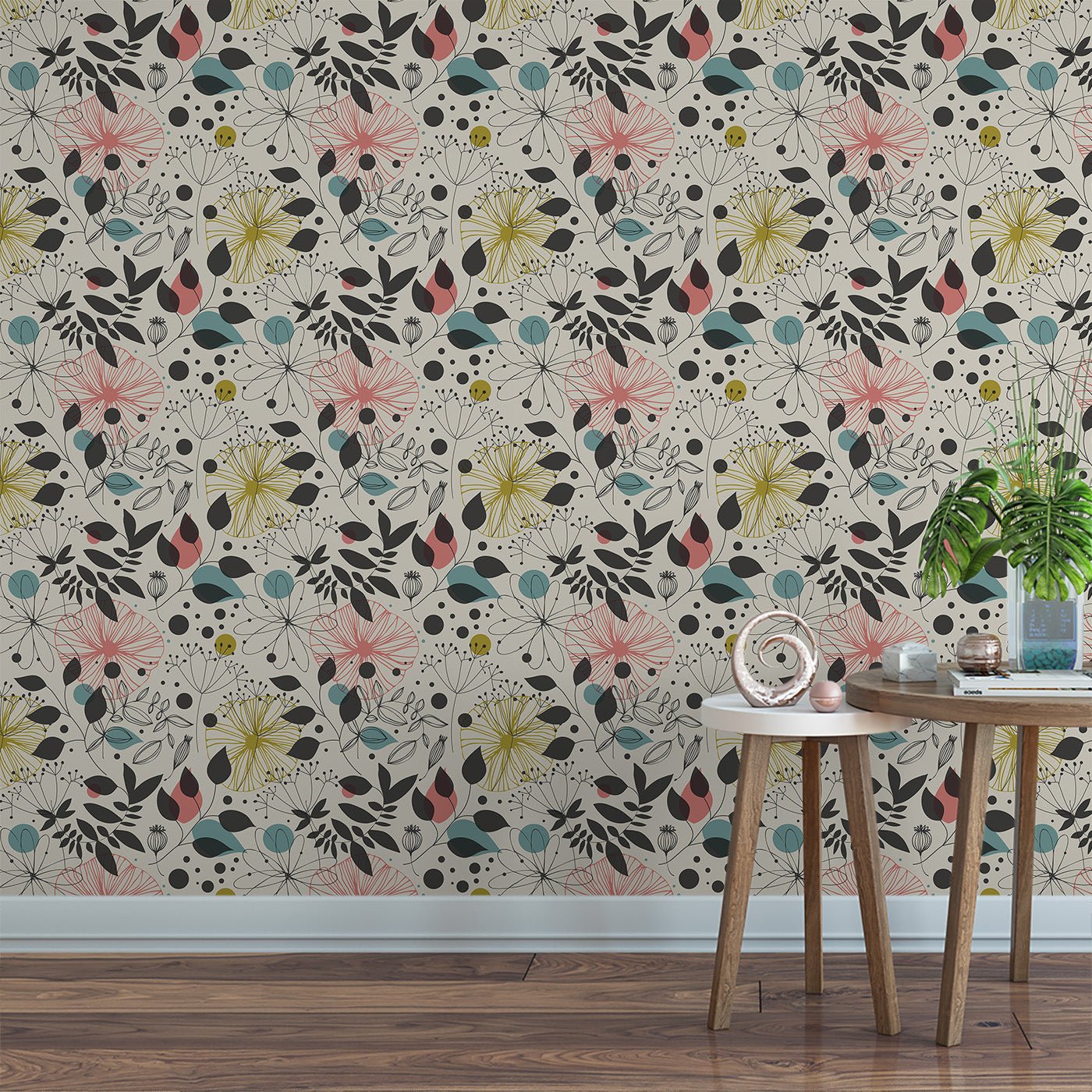 Floral & Leaves Wallpaper WAL1834-F