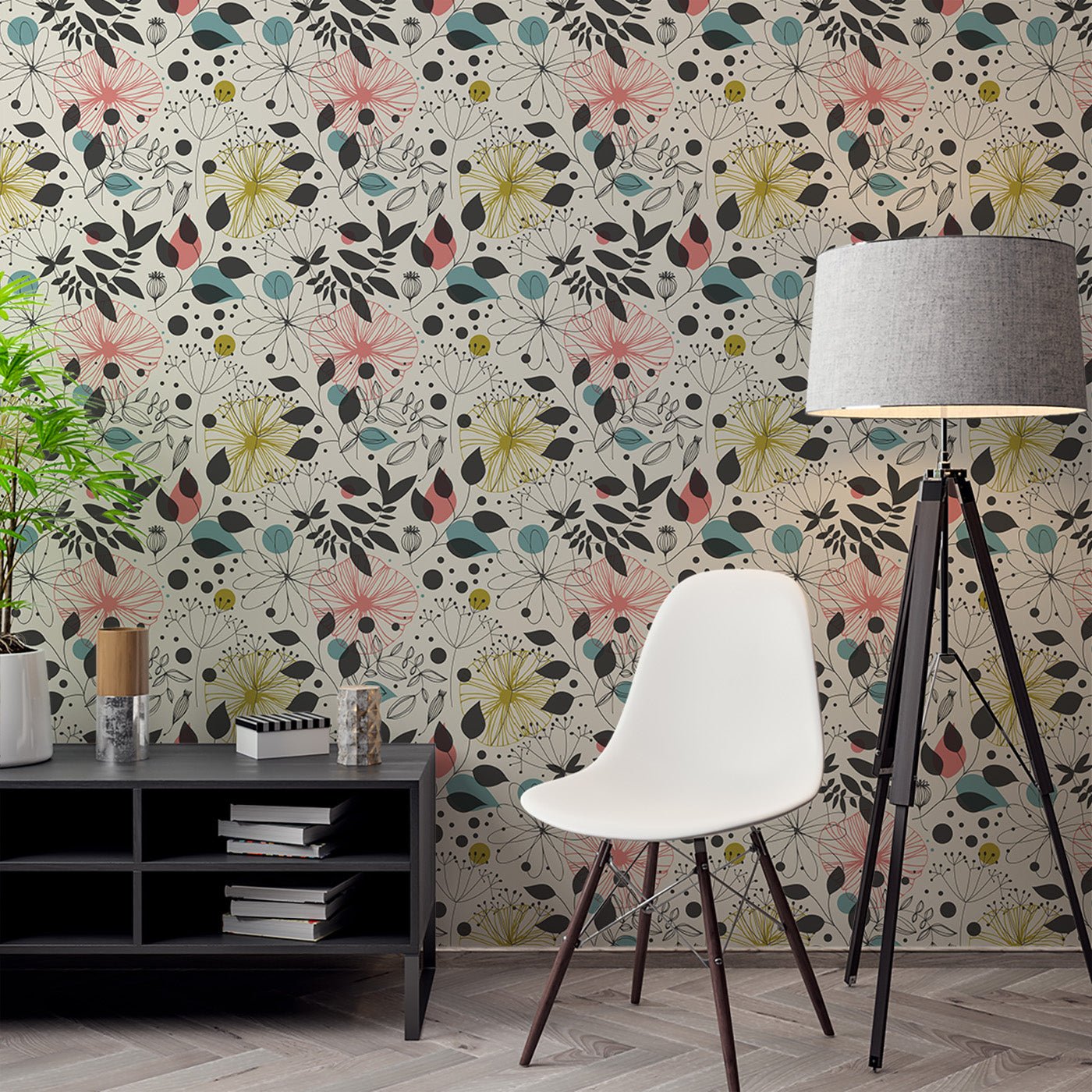 Floral & Leaves Wallpaper WAL1834-F