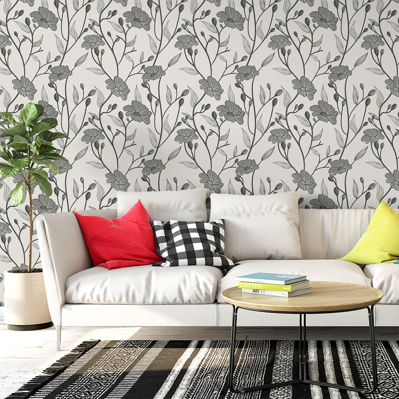 Floral & Leaves Wallpaper WAL1835-F