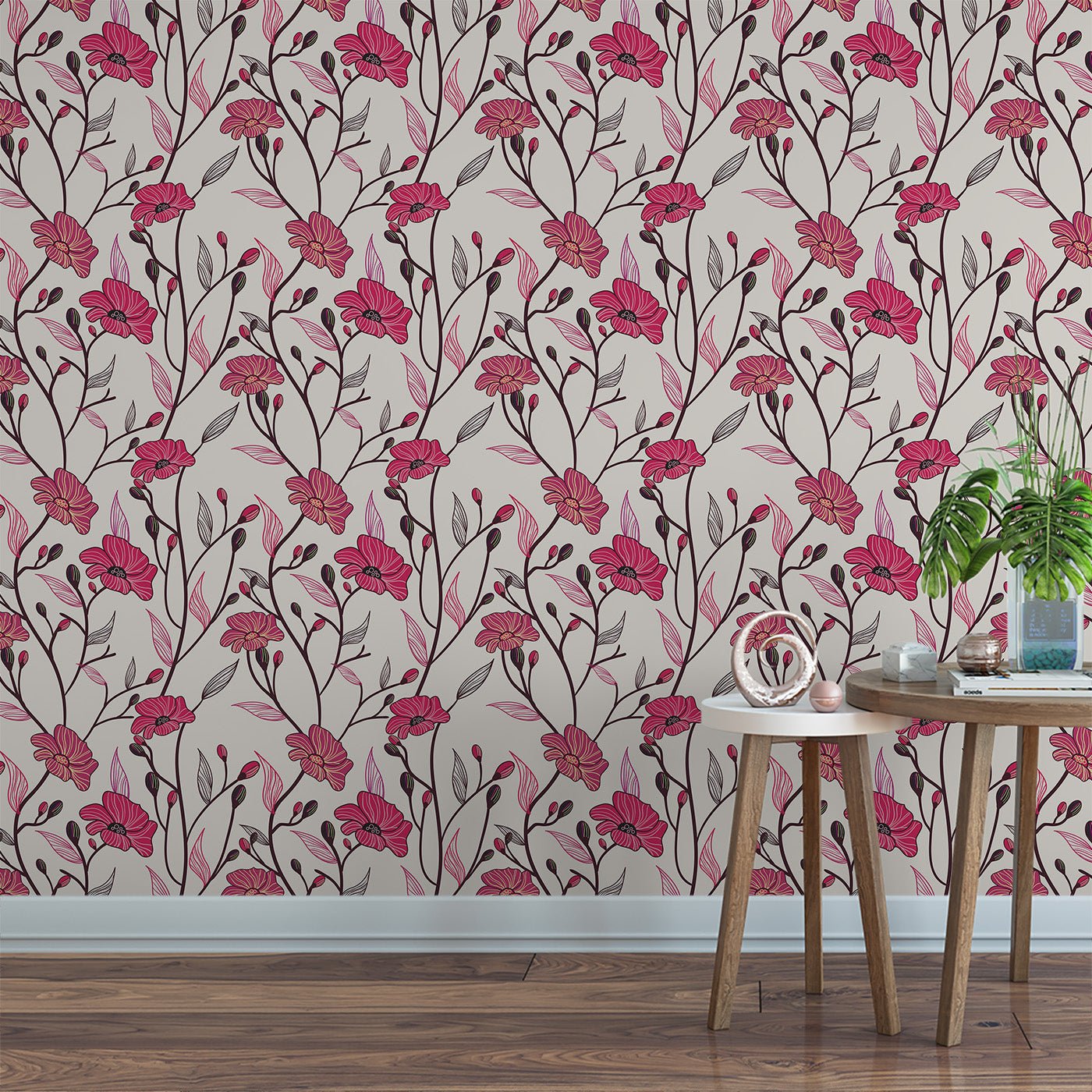 Floral & Leaves Wallpaper WAL1836-F