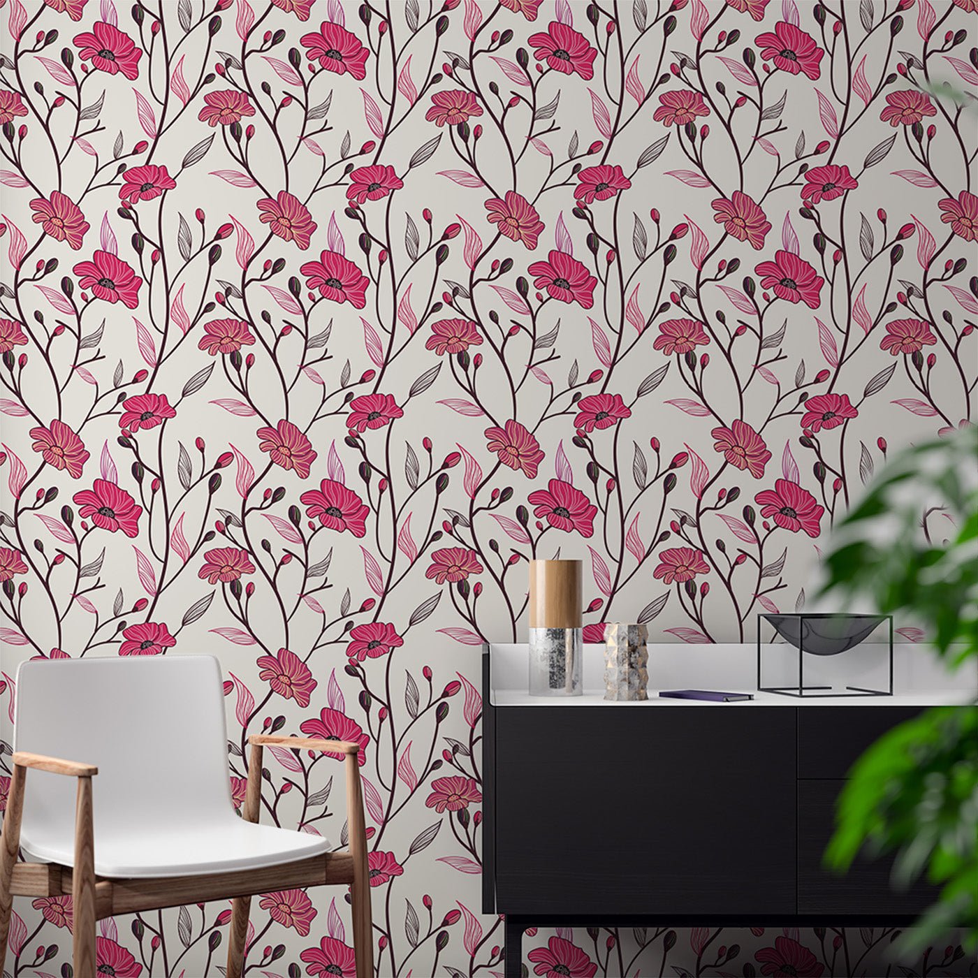 Floral & Leaves Wallpaper WAL1836-F