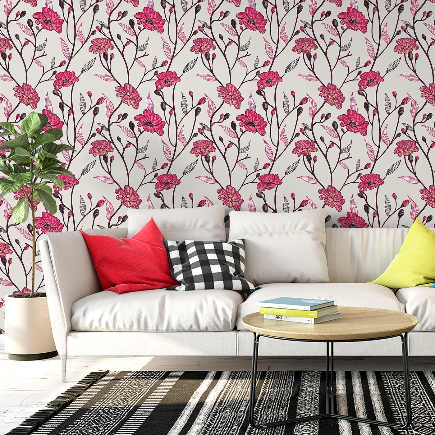 Floral & Leaves Wallpaper WAL1836-F