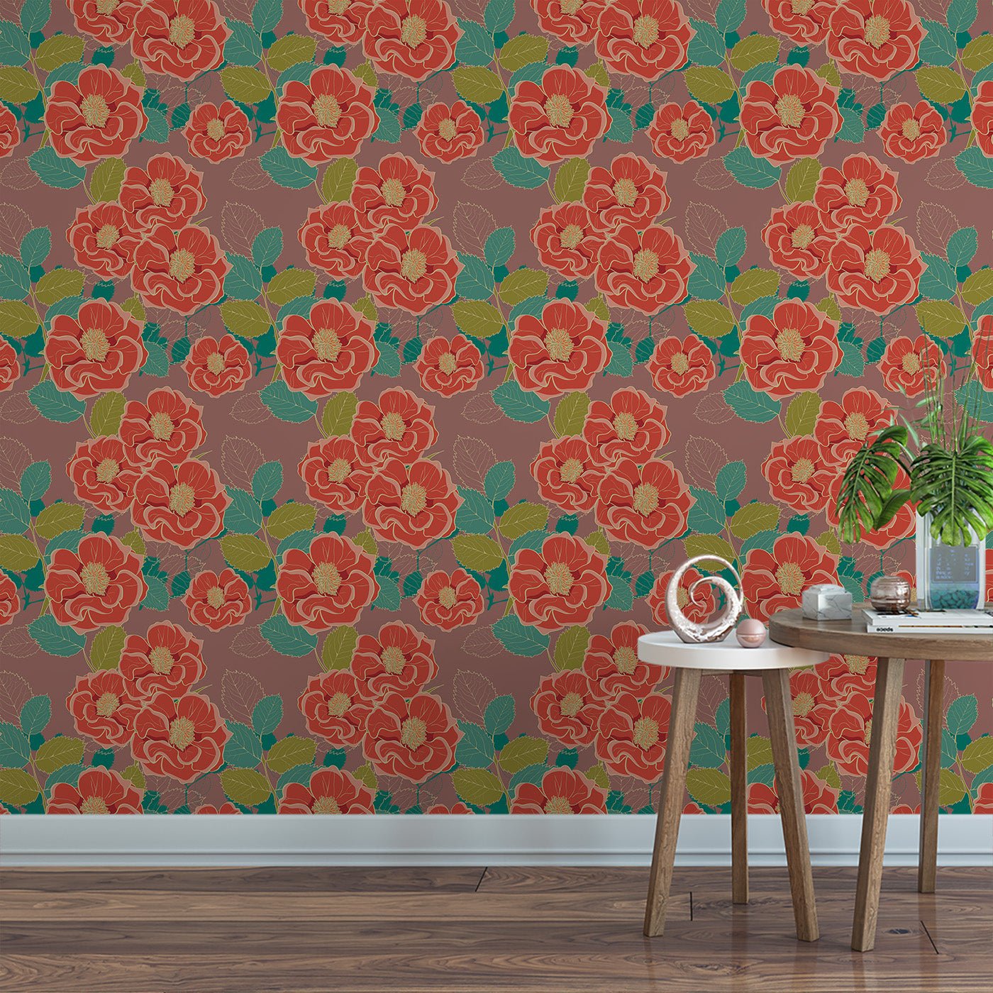 Floral & Leaves Wallpaper WAL1837-F