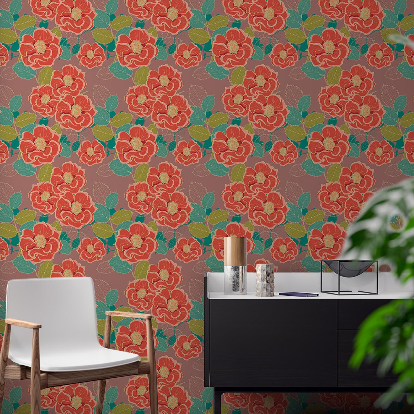 Floral & Leaves Wallpaper WAL1837-F