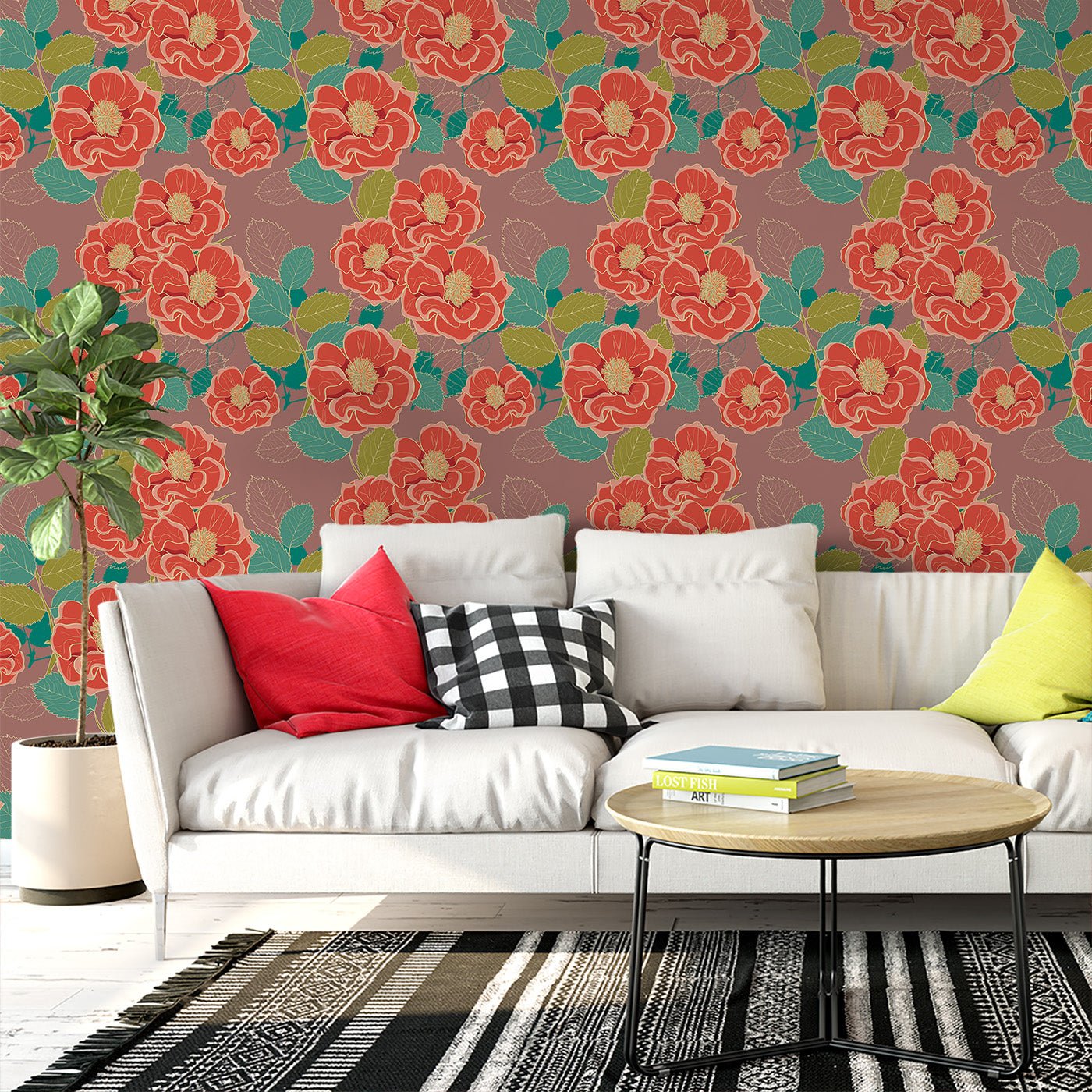 Floral & Leaves Wallpaper WAL1837-F