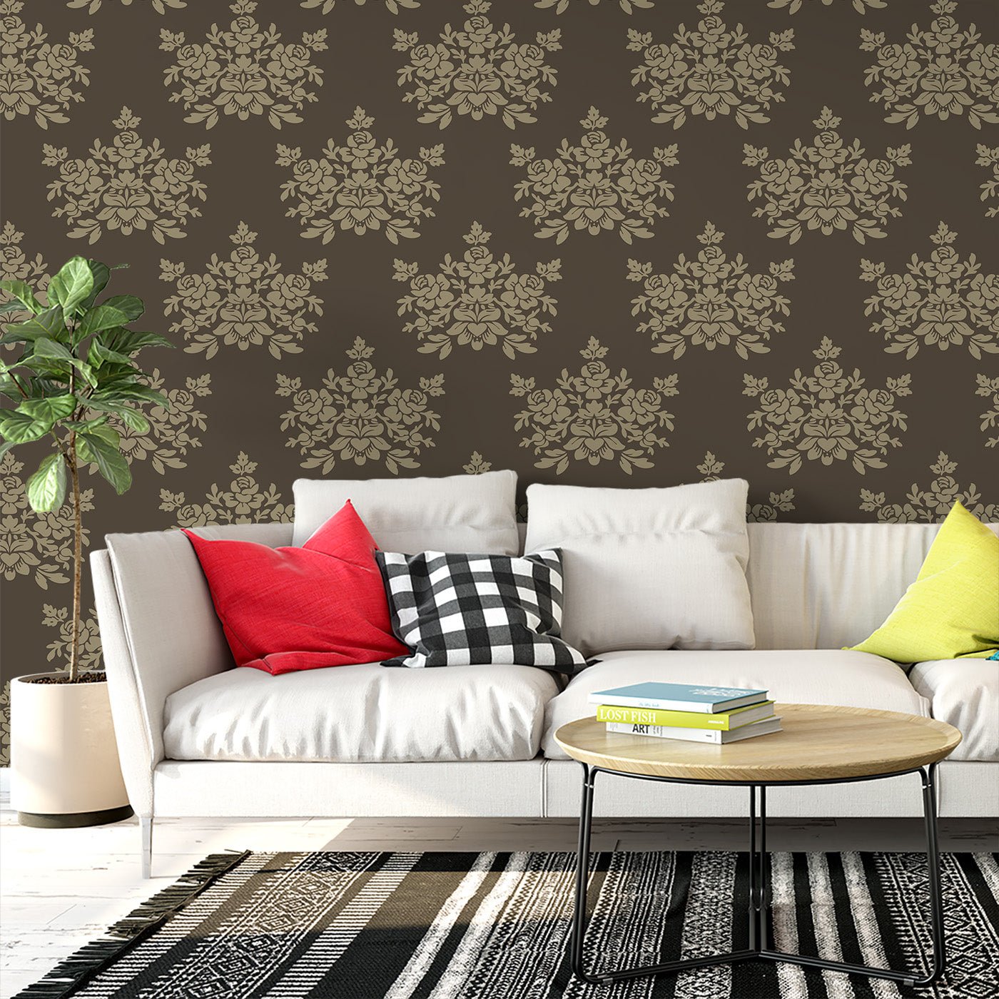 Floral & Leaves Wallpaper WAL1839-F