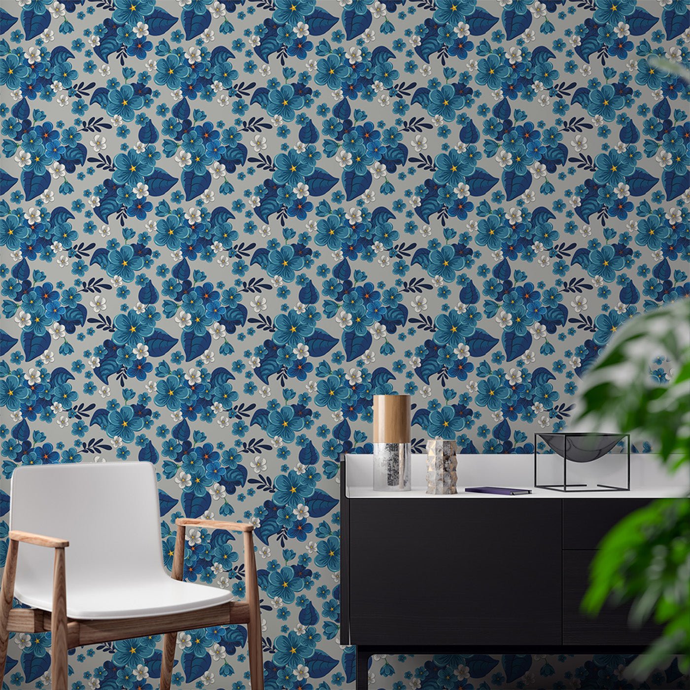 Floral & Leaves Wallpaper WAL1846-F