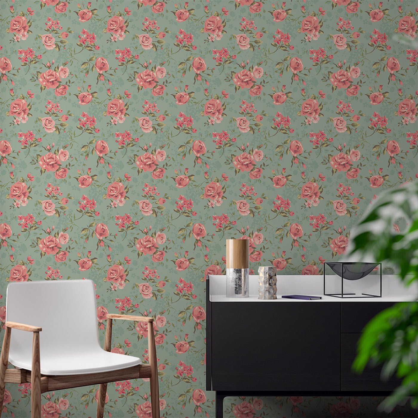 Floral & Leaves Wallpaper WAL1848-F