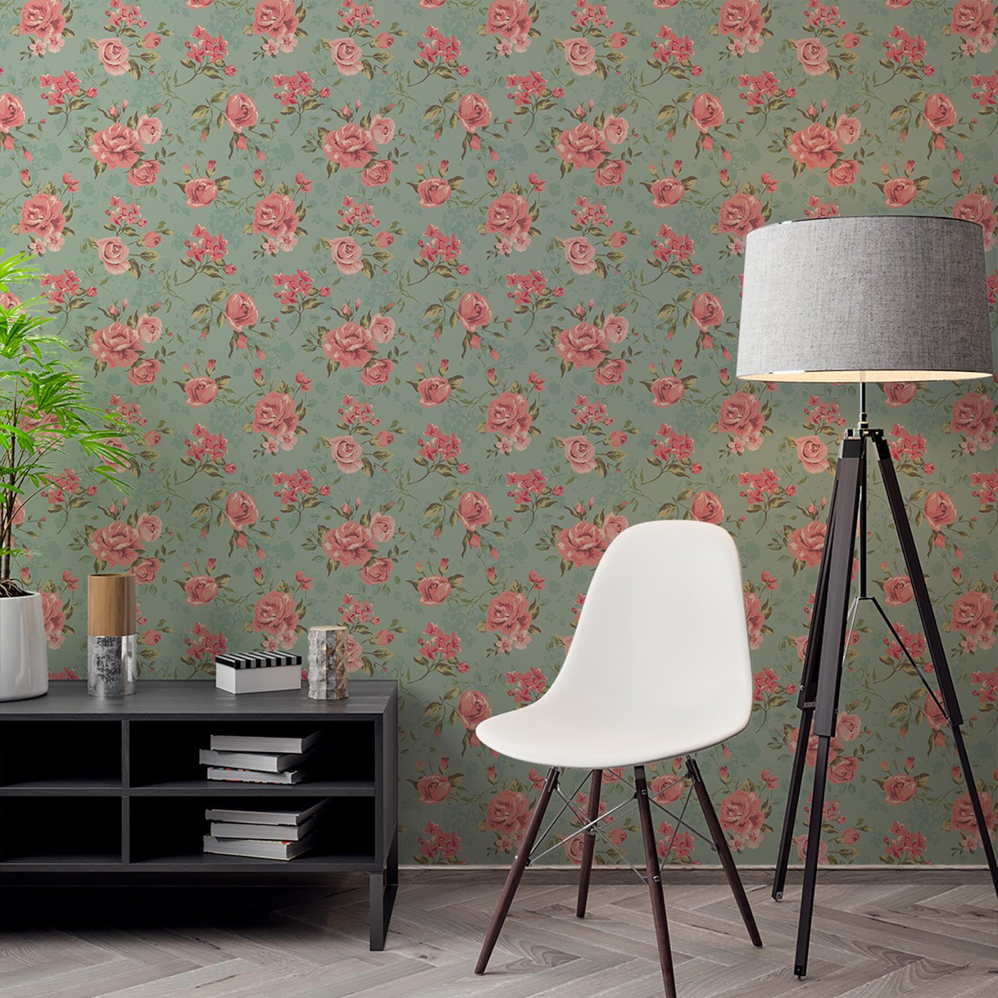 Floral & Leaves Wallpaper WAL1848-F