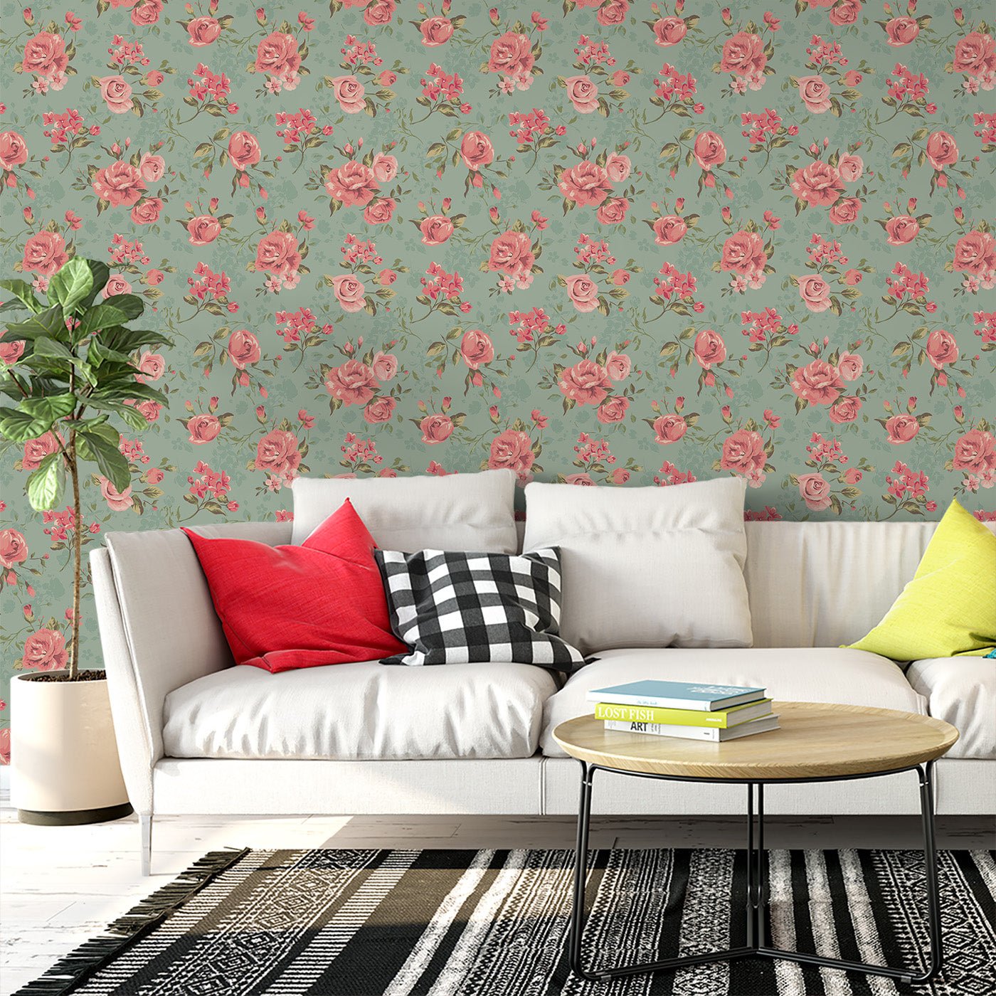 Floral & Leaves Wallpaper WAL1848-F