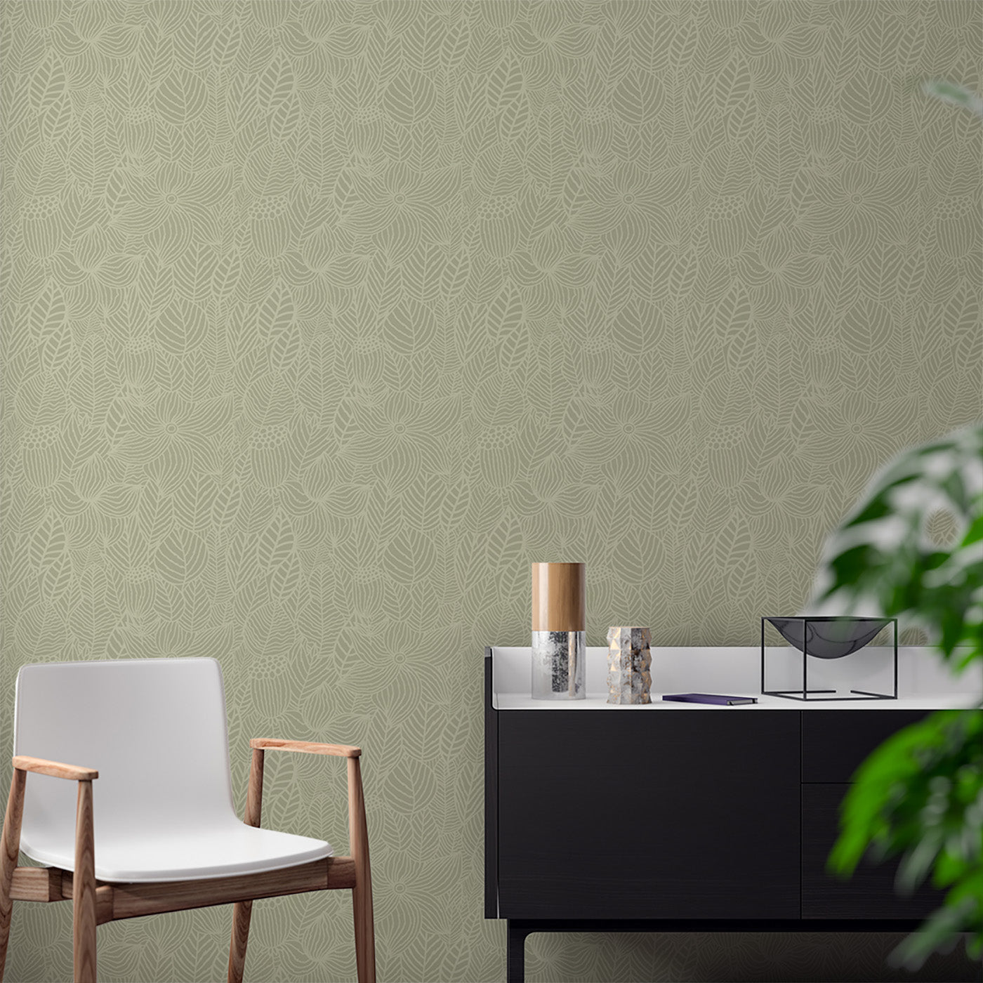 Floral & Leaves Wallpaper WAL1849-F