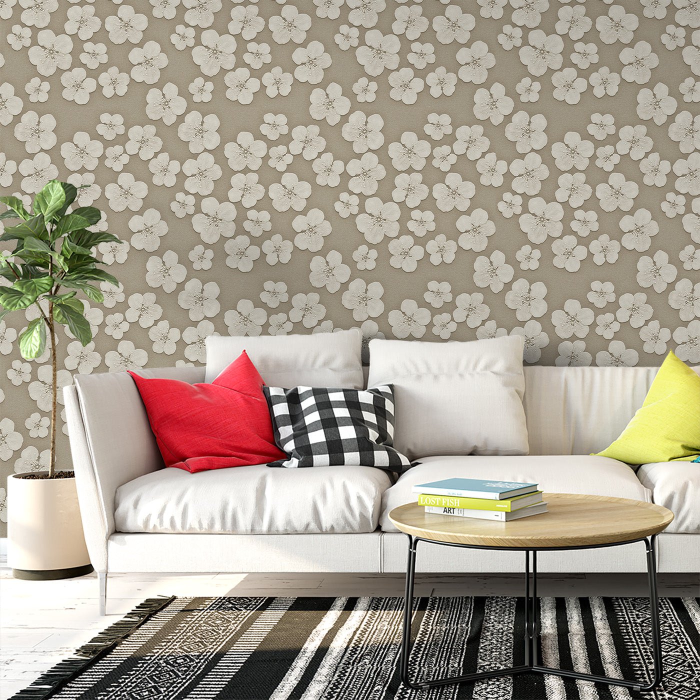 Floral & Leaves Wallpaper WAL1852-F