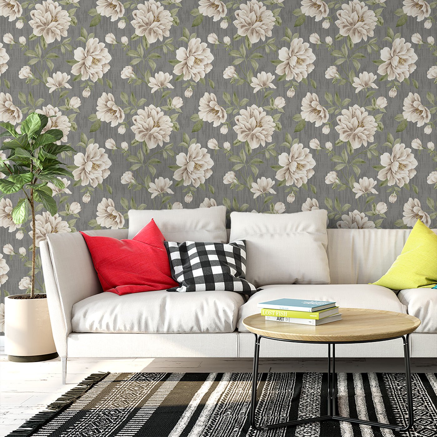 Floral & Leaves Wallpaper WAL1855-F