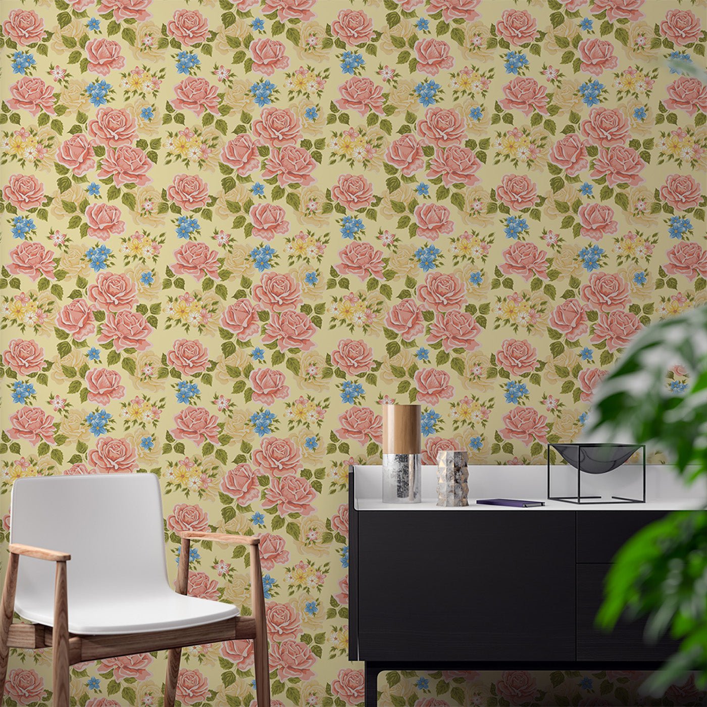 Floral & Leaves Wallpaper WAL1862-F