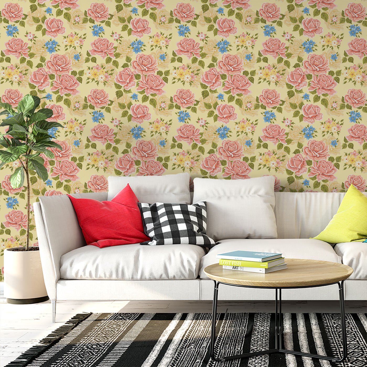 Floral & Leaves Wallpaper WAL1862-F