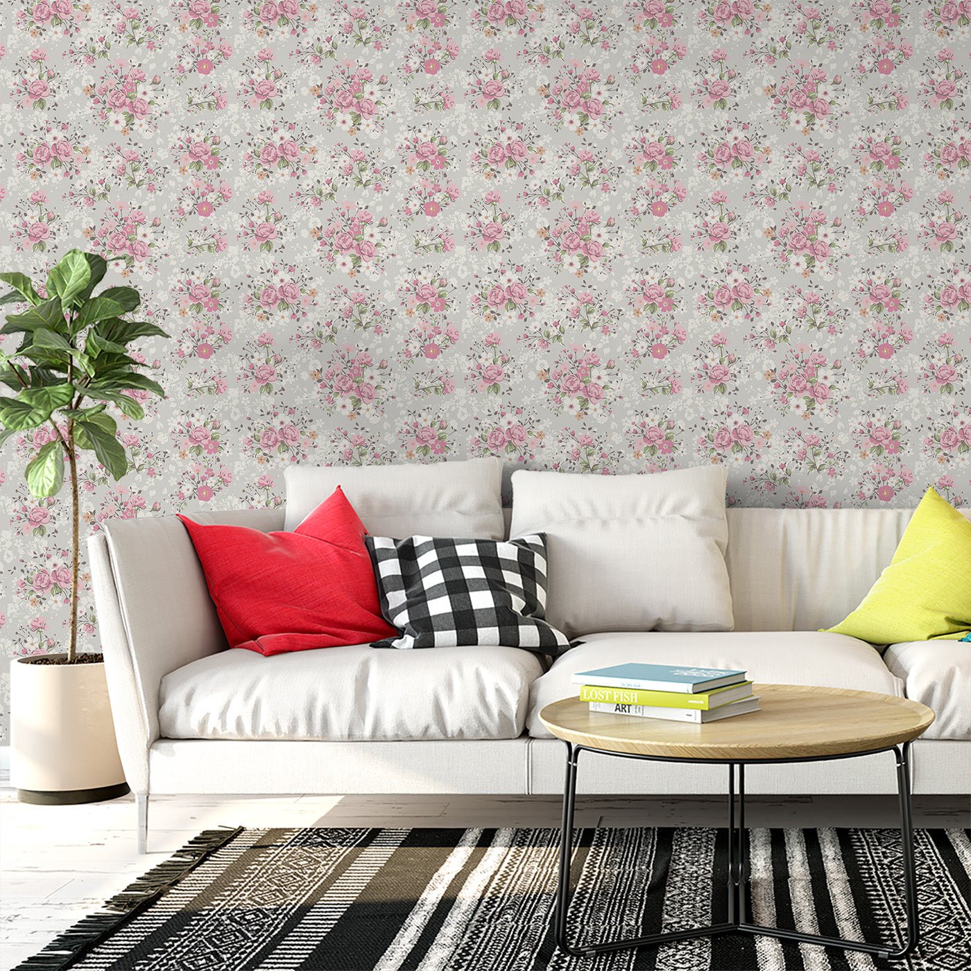 Floral & Leaves Wallpaper WAL1865-F