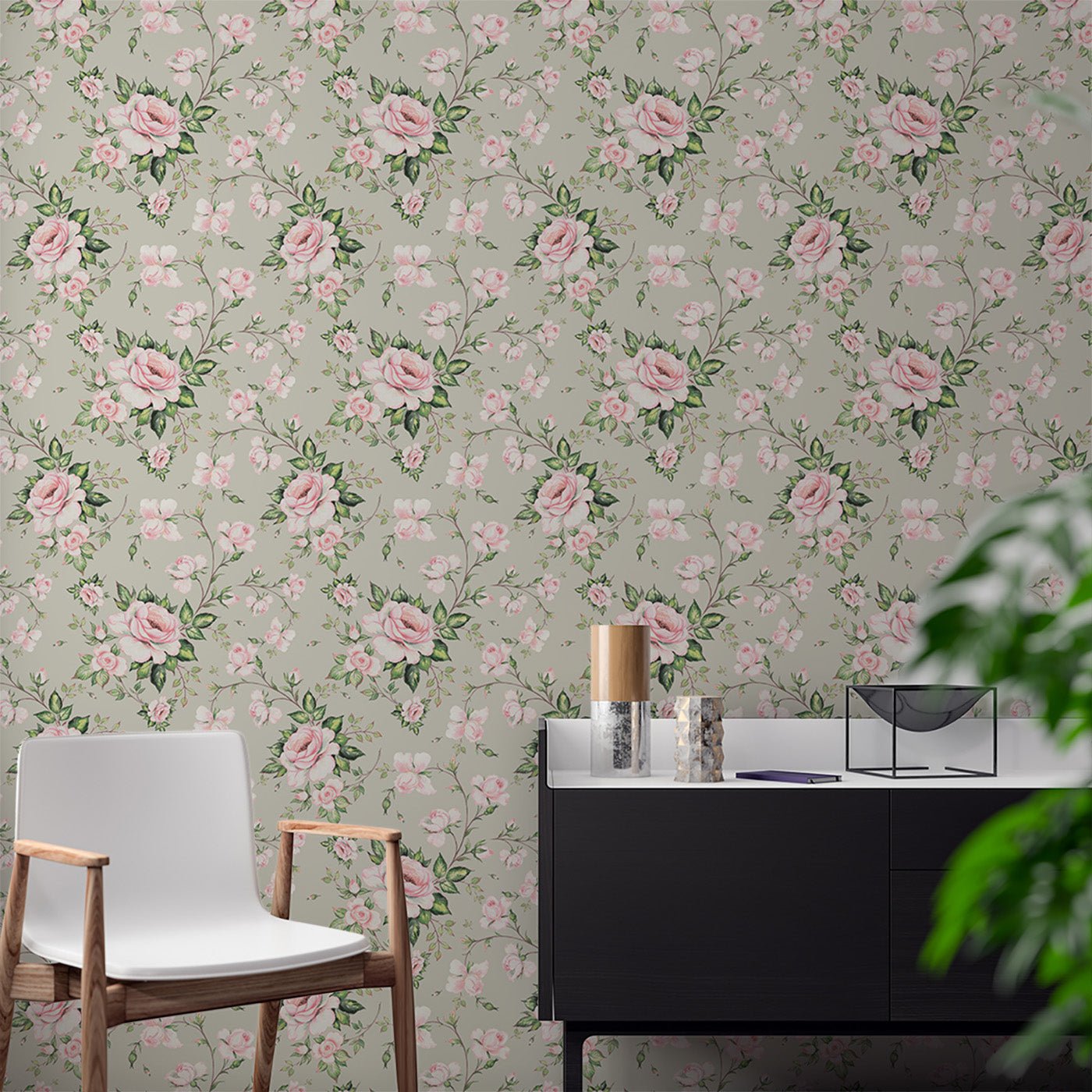 Floral & Leaves Wallpaper WAL1869-F