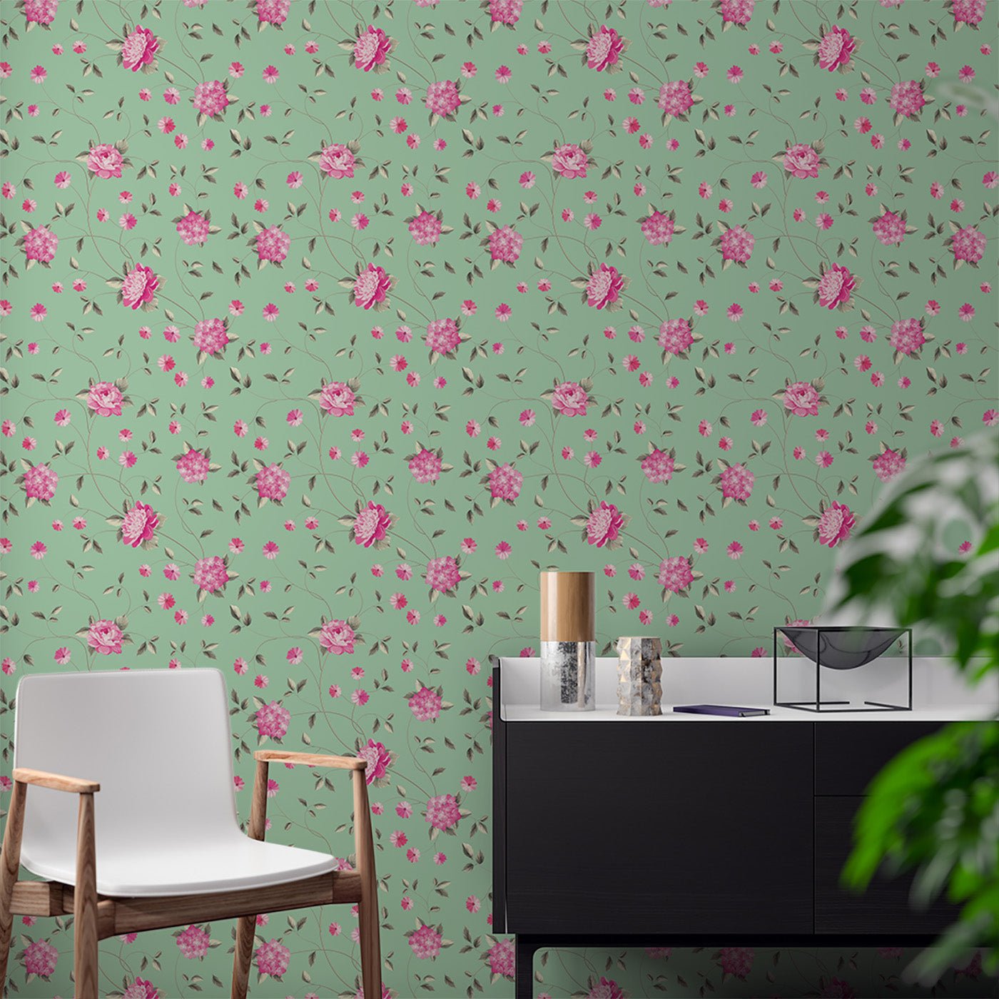 Floral & Leaves Wallpaper WAL1870-F