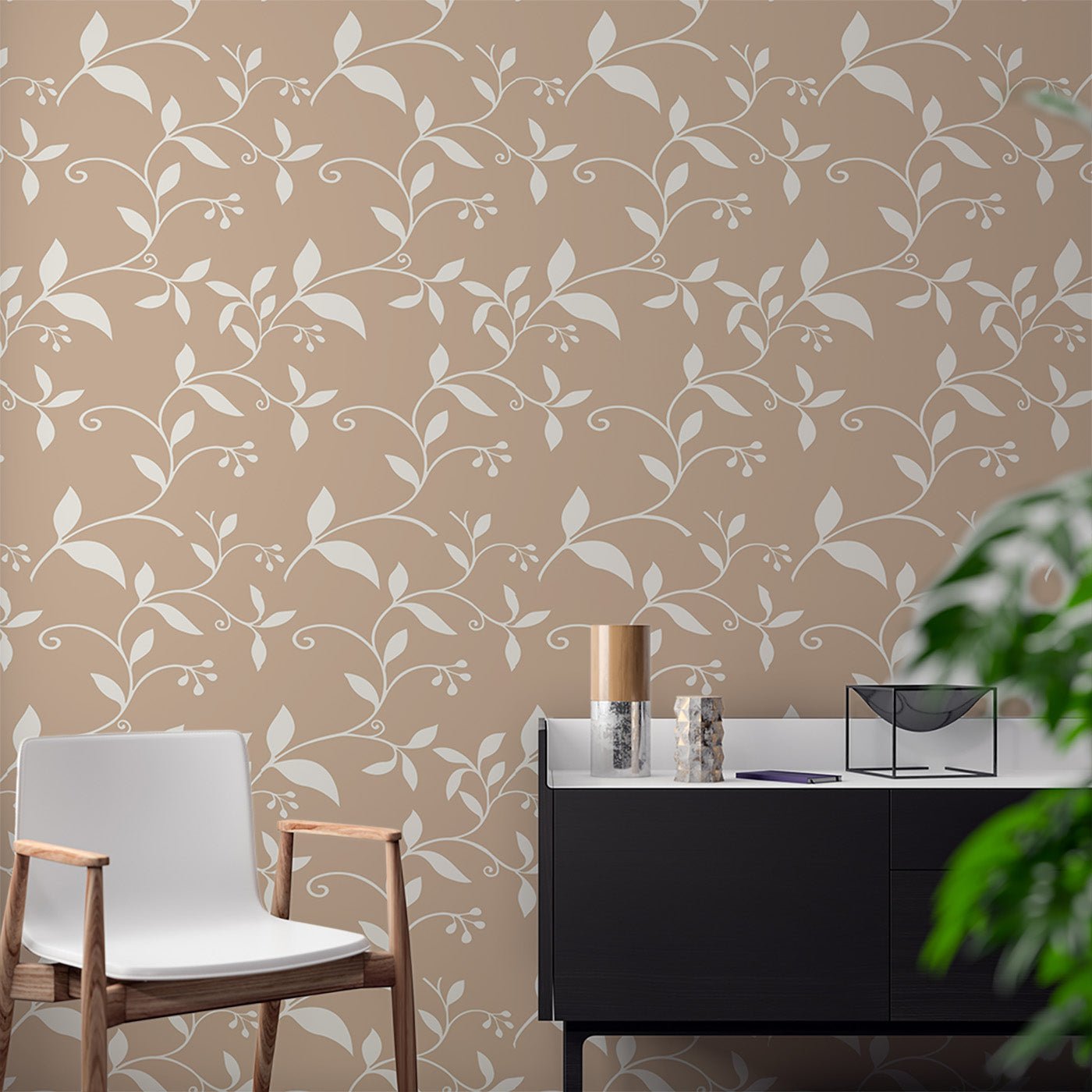 Floral & Leaves Wallpaper WAL1871-F