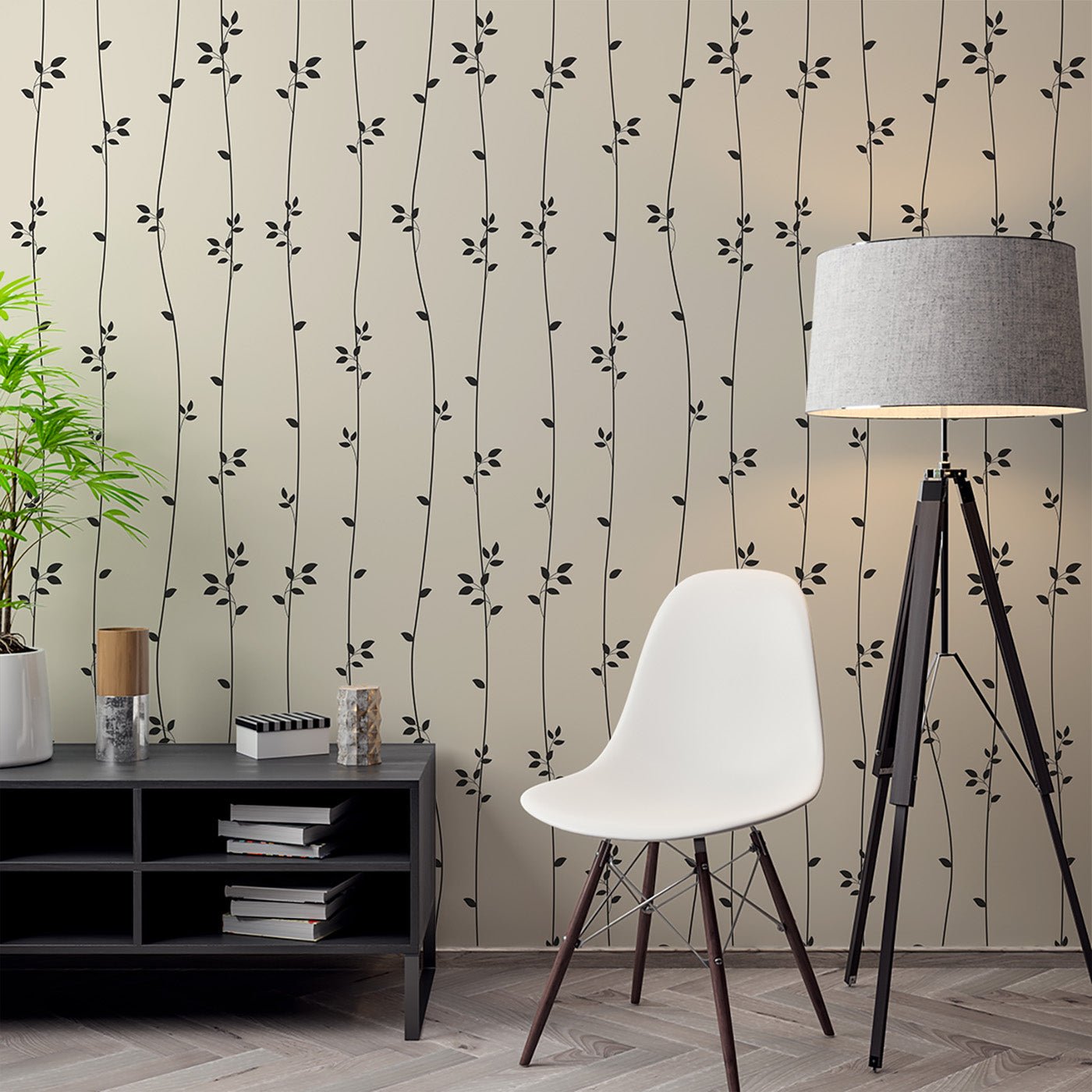 Floral & Leaves Wallpaper WAL1872-F