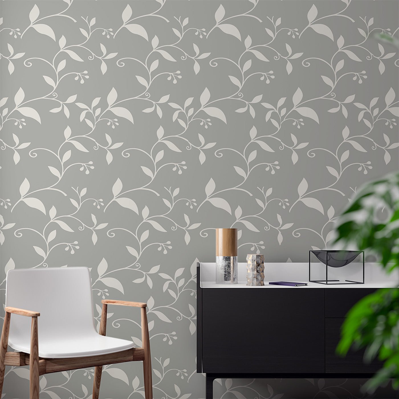 Floral & Leaves Wallpaper WAL1874-F