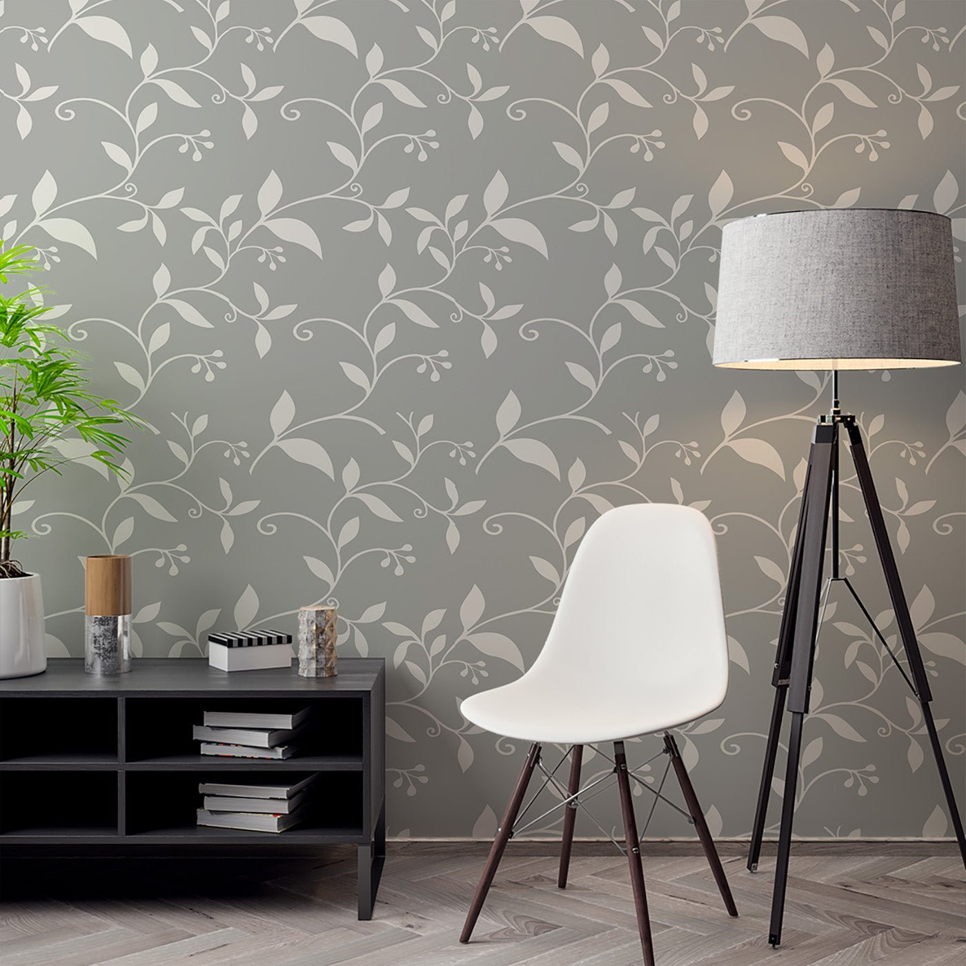 Floral & Leaves Wallpaper WAL1874-F