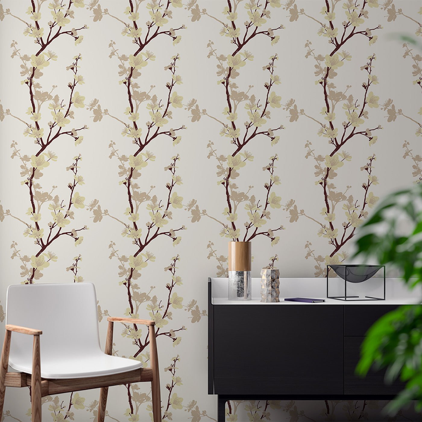 Floral & Leaves Wallpaper WAL1876-F