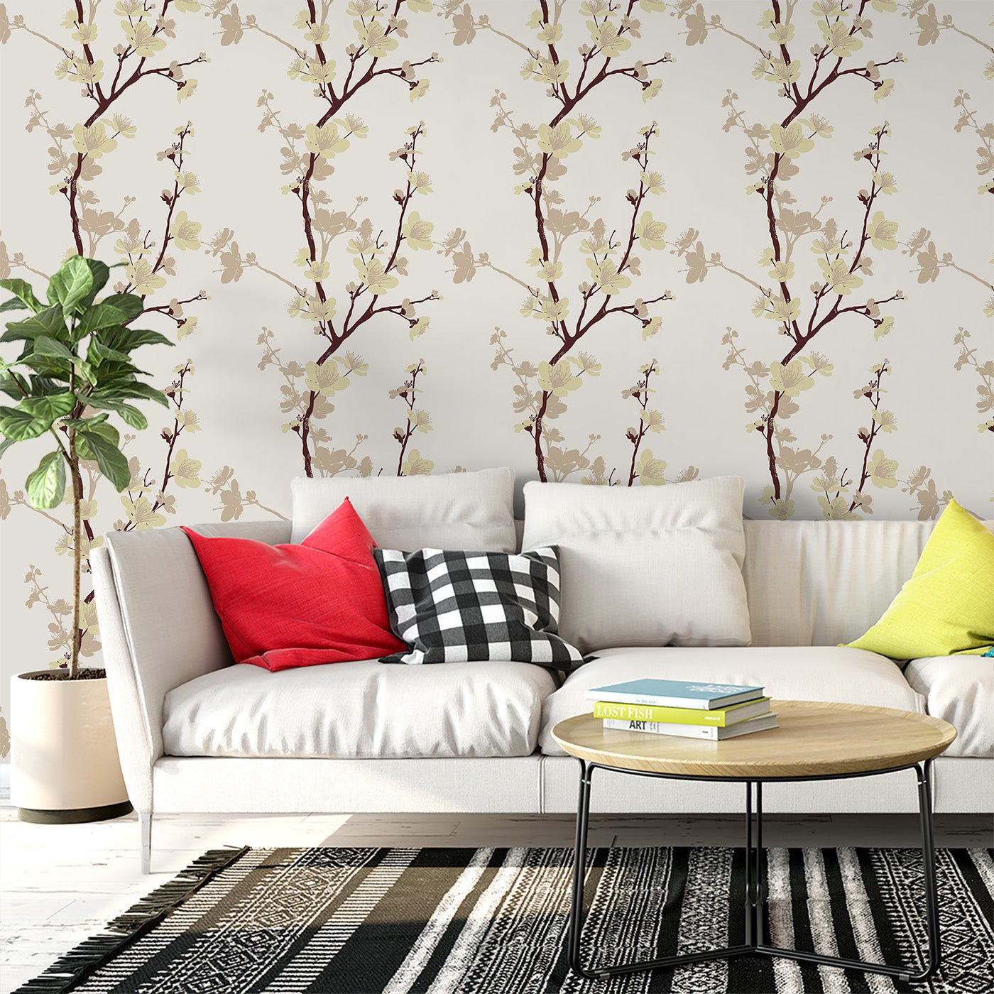 Floral & Leaves Wallpaper WAL1876-F