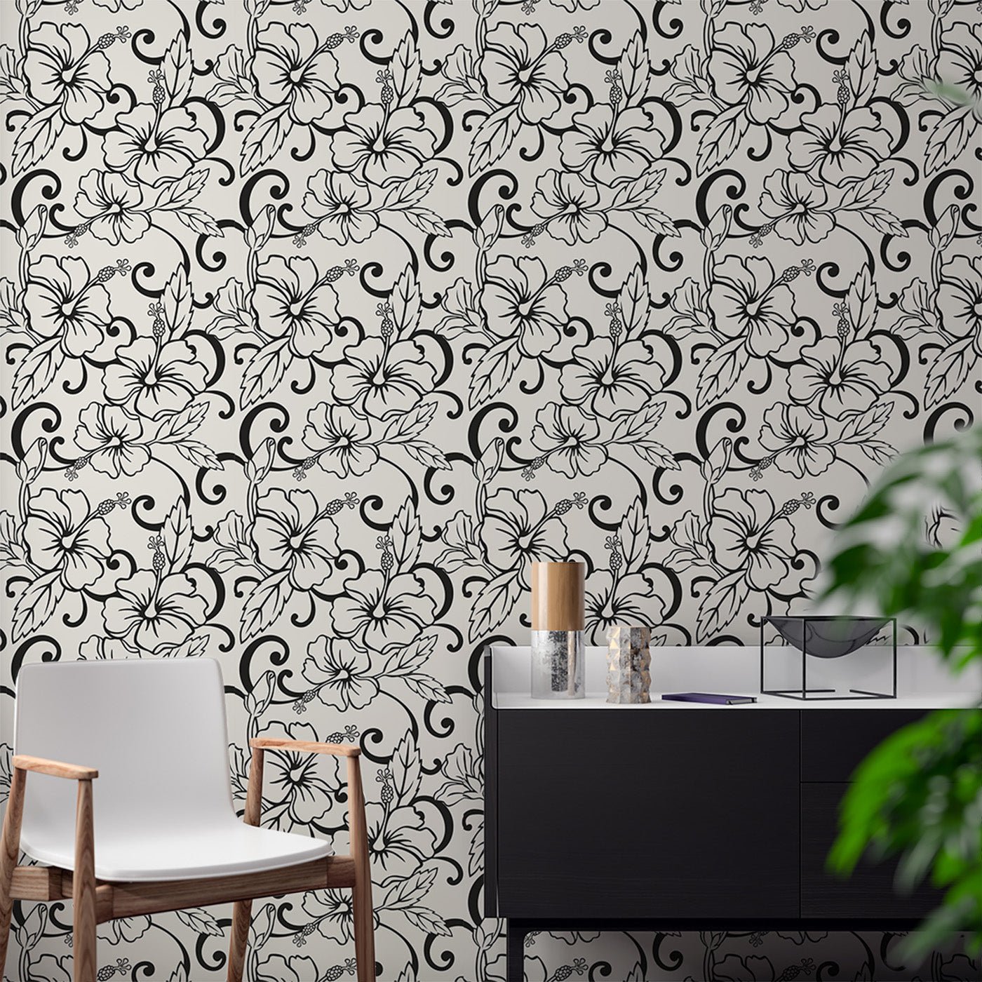 Floral & Leaves Wallpaper WAL1882-F