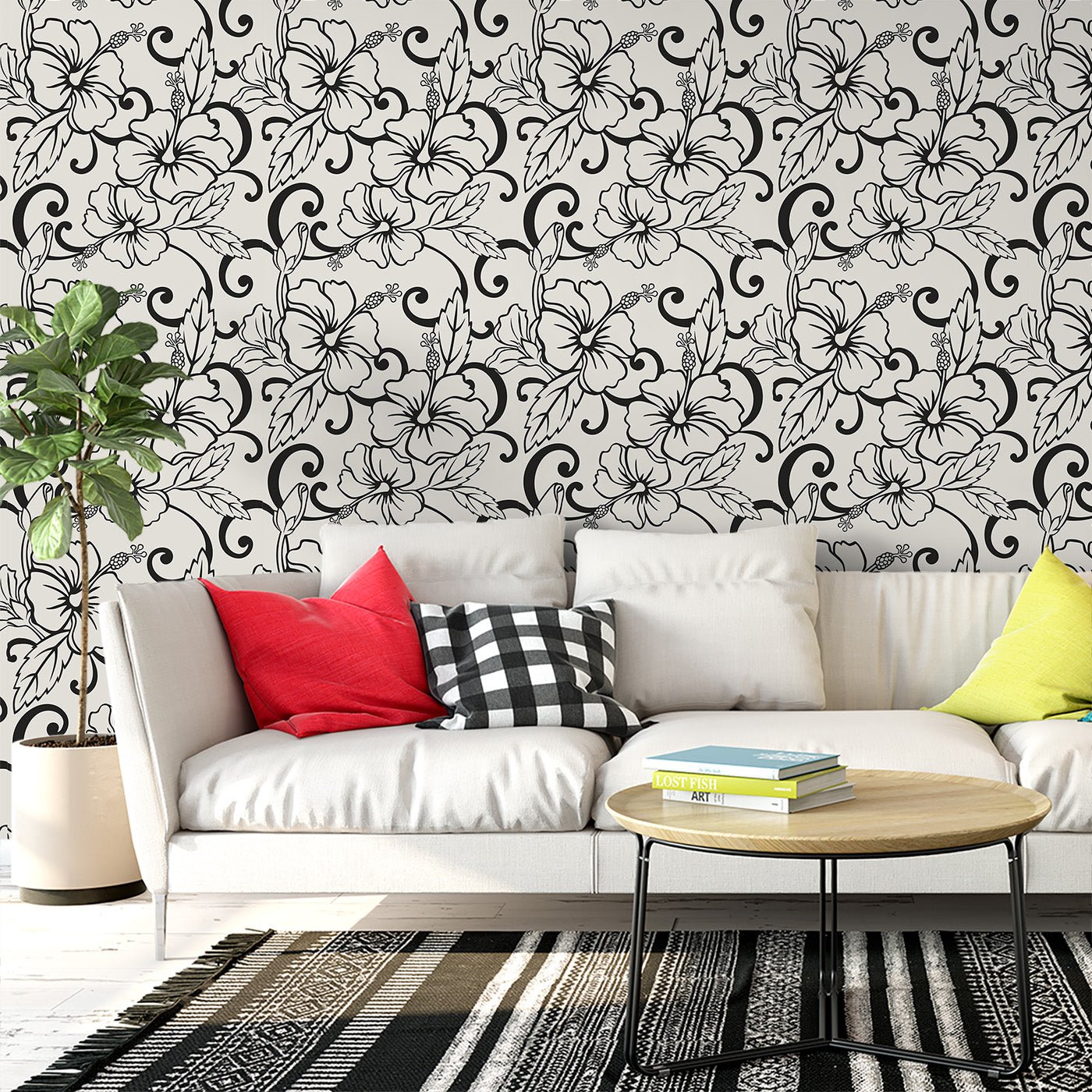 Floral & Leaves Wallpaper WAL1882-F