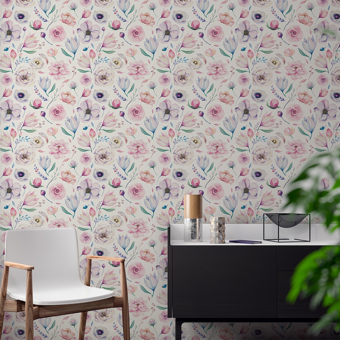 Floral & Leaves Wallpaper WAL1887-F