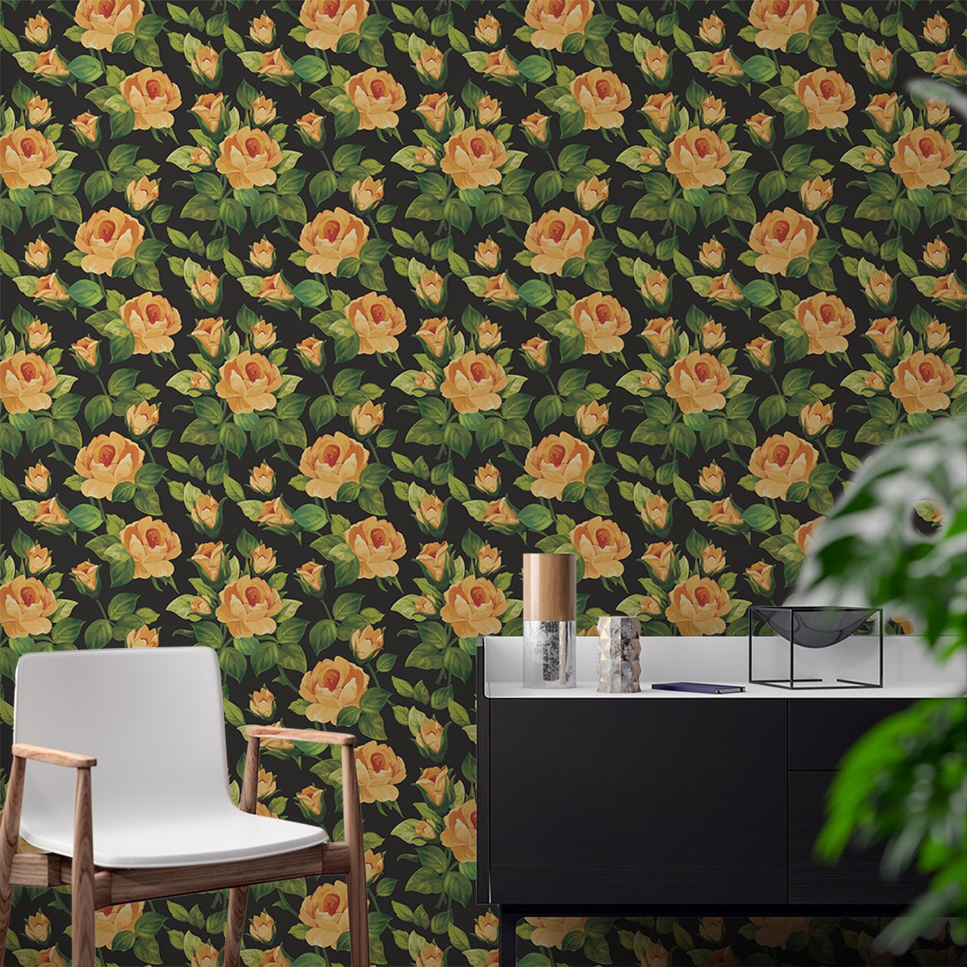 Floral & Leaves Wallpaper WAL1888-F