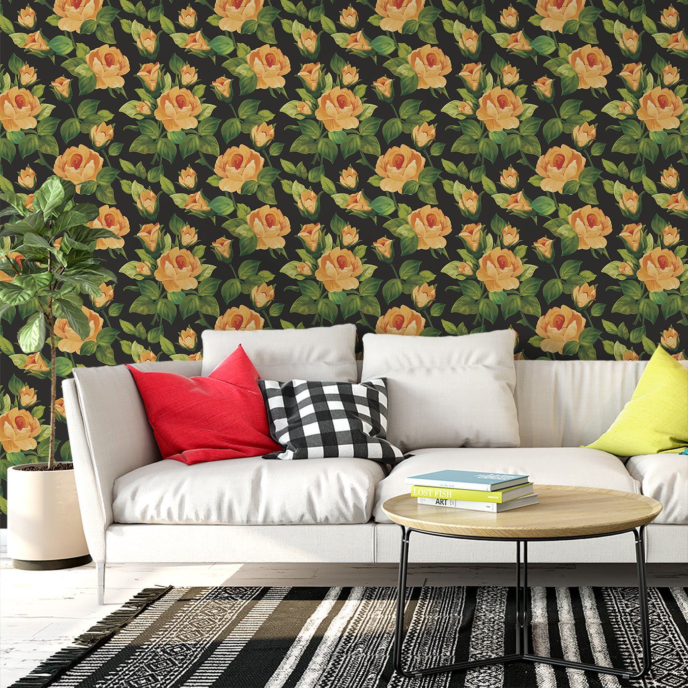 Floral & Leaves Wallpaper WAL1888-F